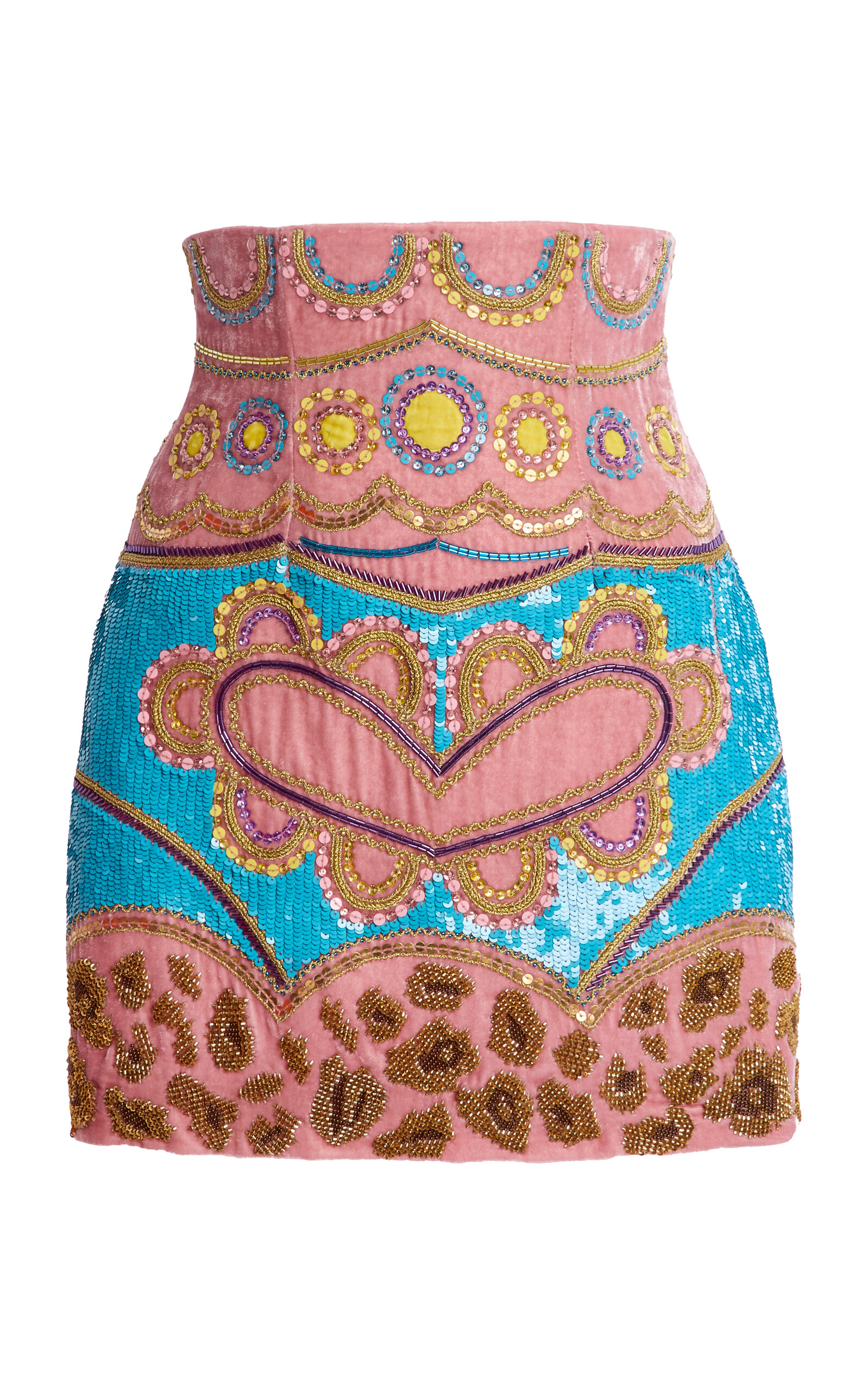 Sergio Hudson Embroidered Velvet Corset Skirt - Multi