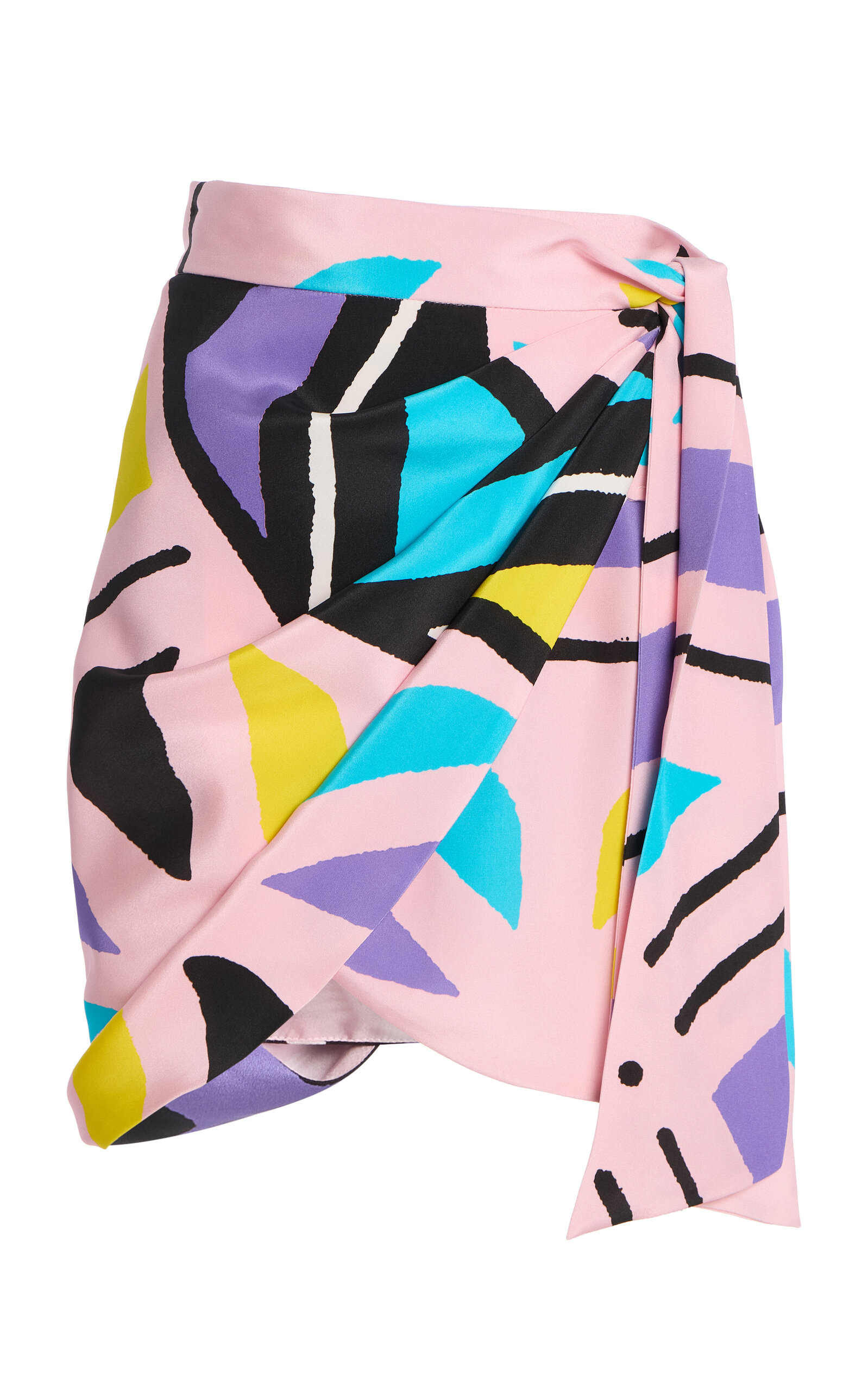 Sergio Hudson Printed Silk Wrap Skirt In Multi