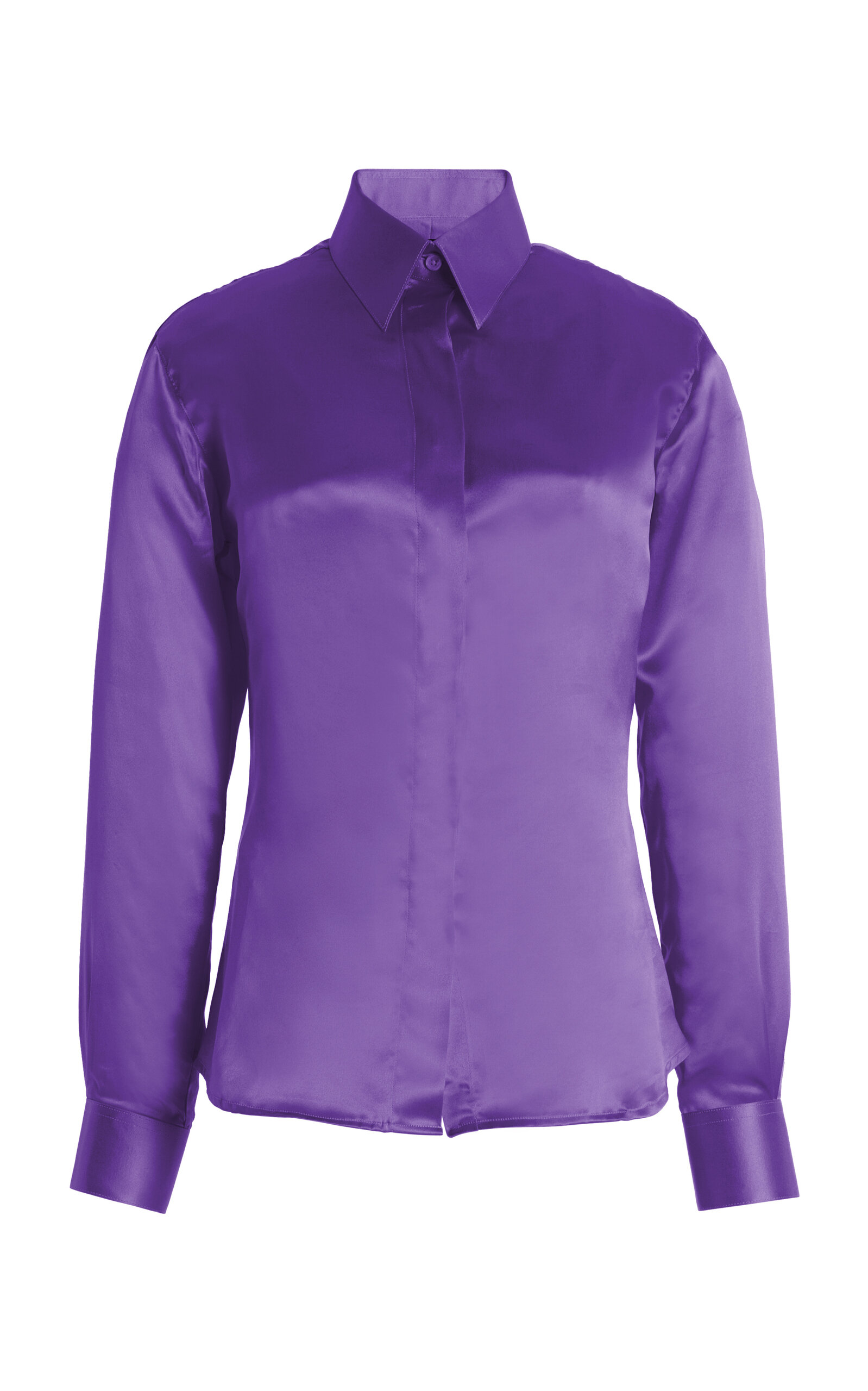 Sergio Hudson Silk-crepe Button Down Blouse In Purple
