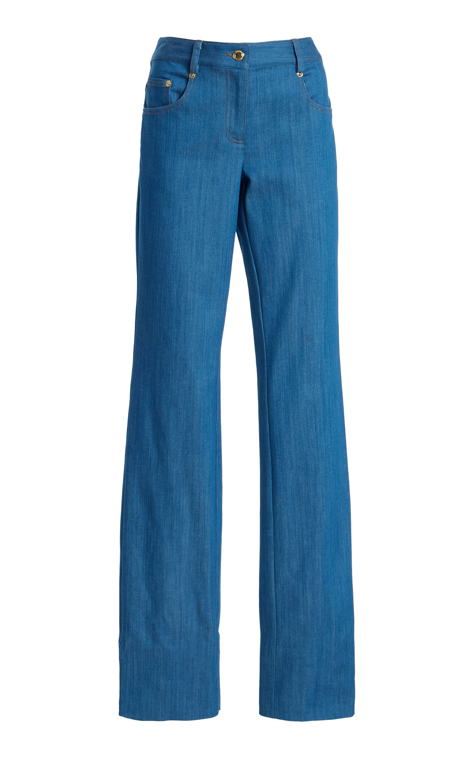 Sergio Hudson Rigid Low-Waist Straight Leg Jeans - Blue