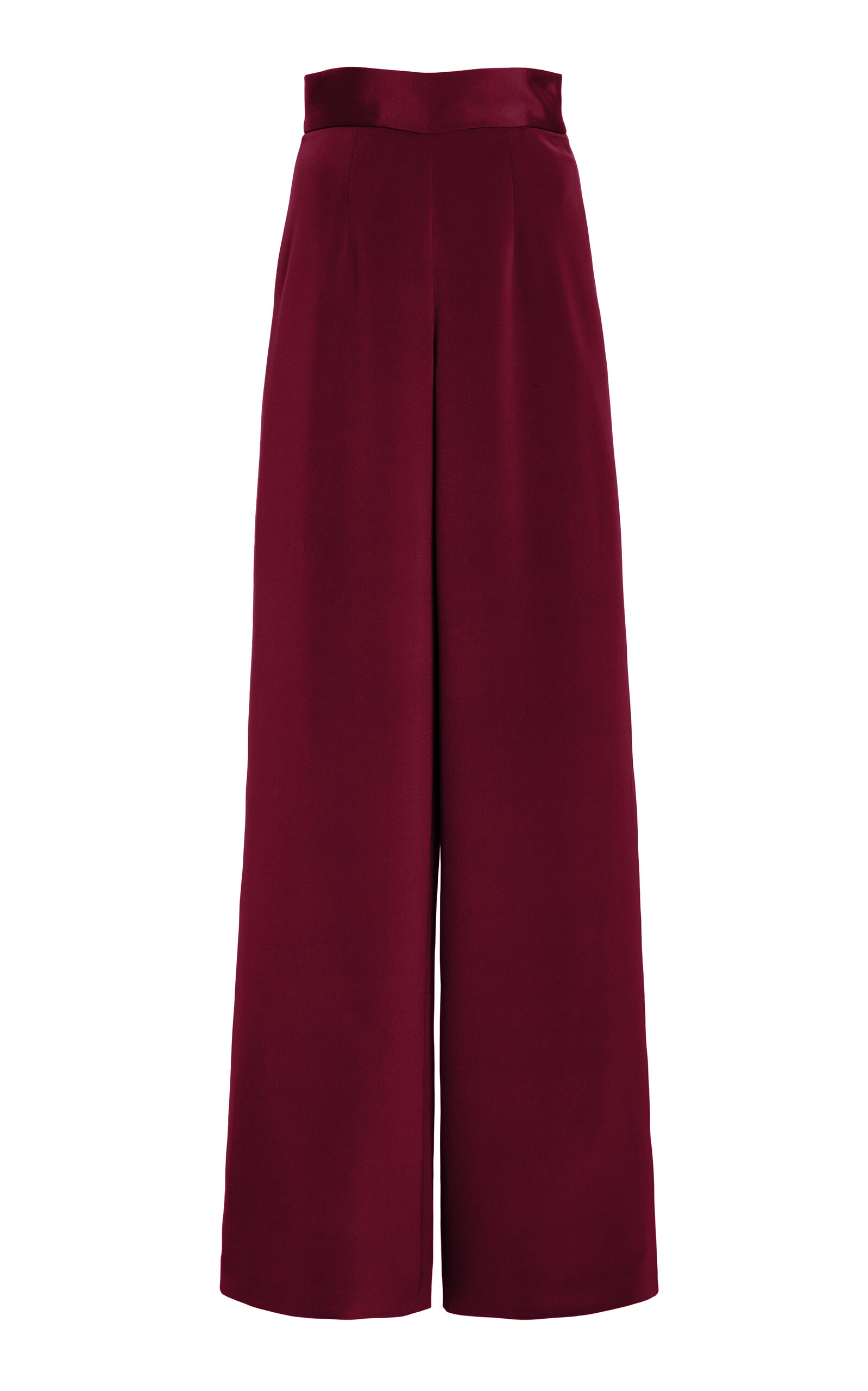 Sergio Hudson High-Rise Stretch Silk-Satin Pants - Red