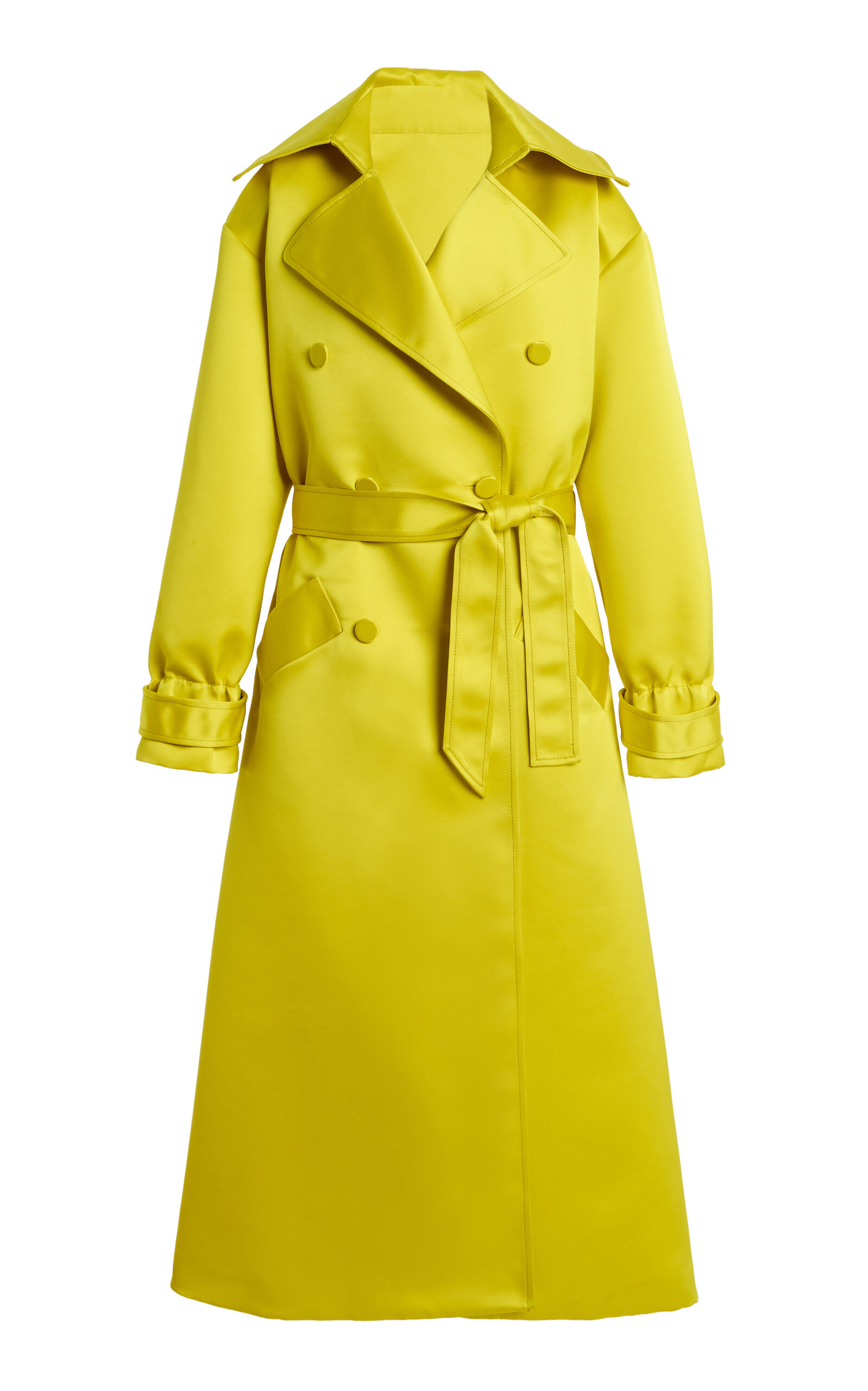 Sergio Hudson Double-faced Satin Evening Coat In Yellow