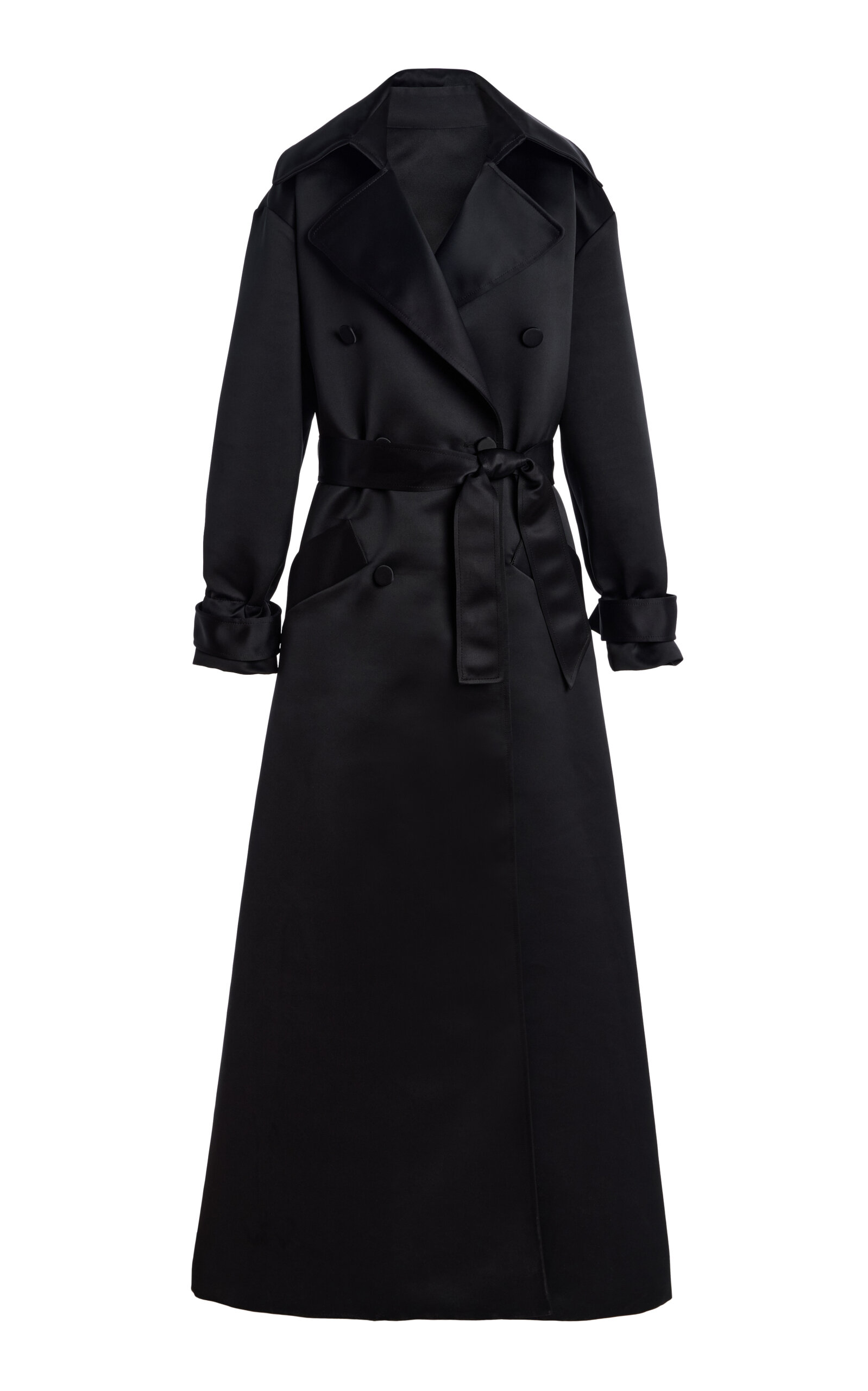 Sergio Hudson Double-faced Satin Evening Coat In Black
