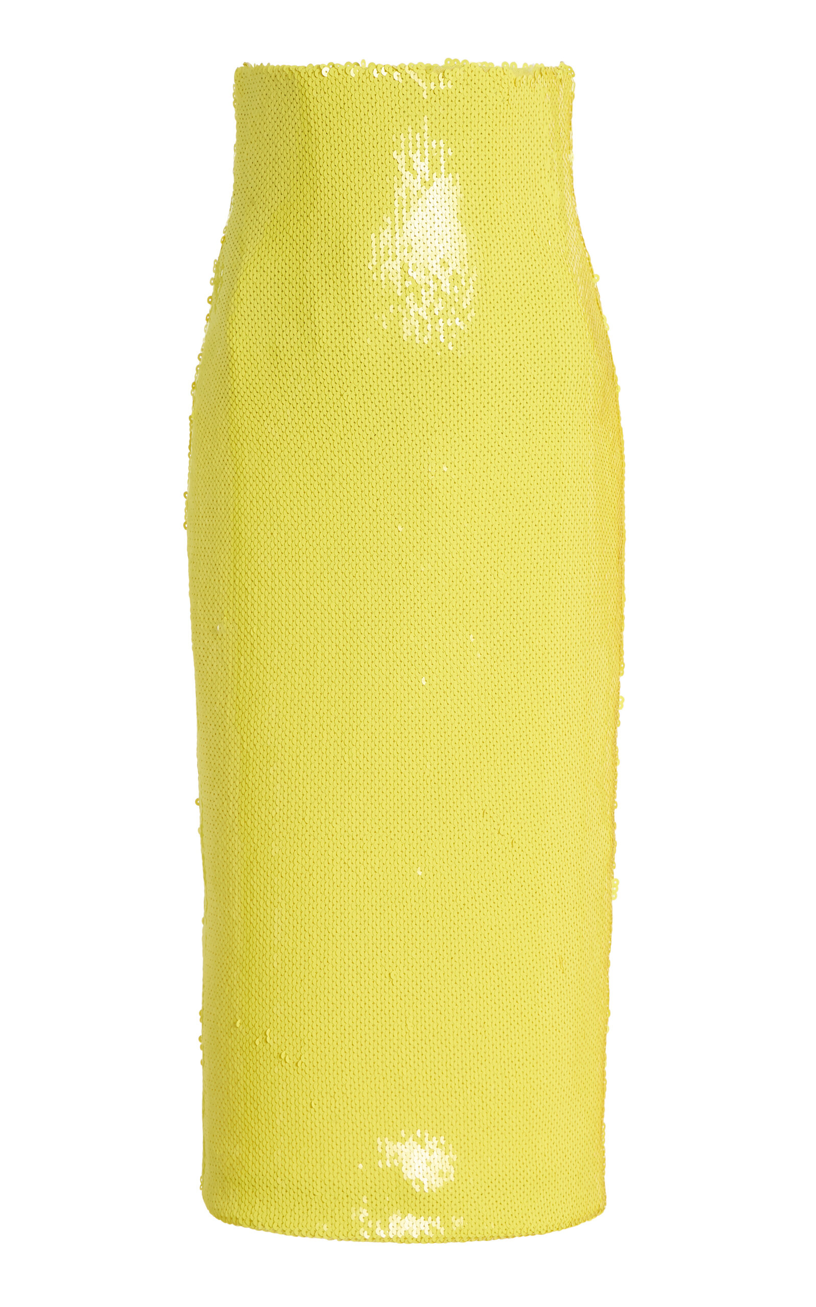 Sergio Hudson High-rise Sequin Pencil Skirt In Yellow