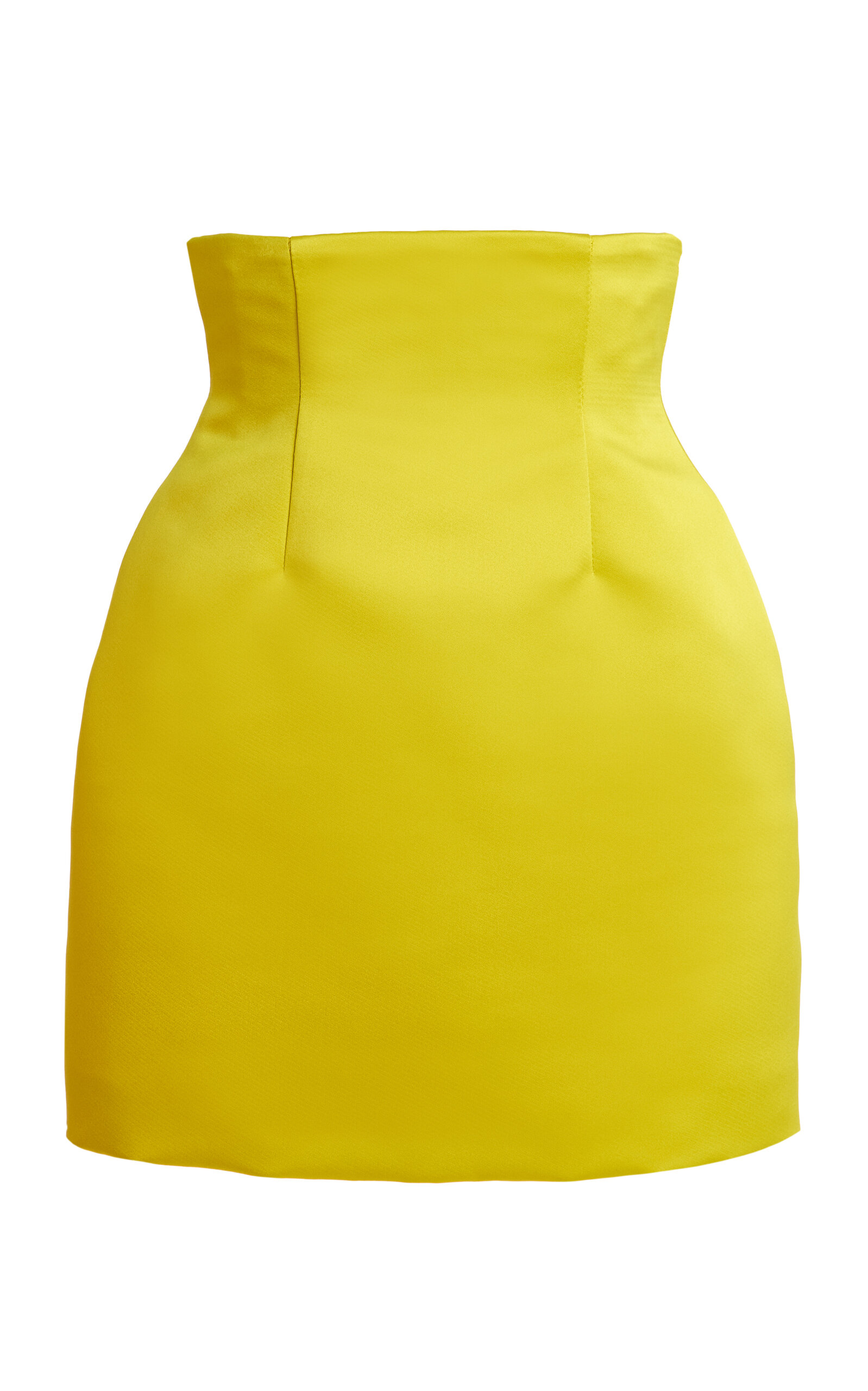 Sergio Hudson High Waisted Double-faced Satin Mini Skirt In Yellow