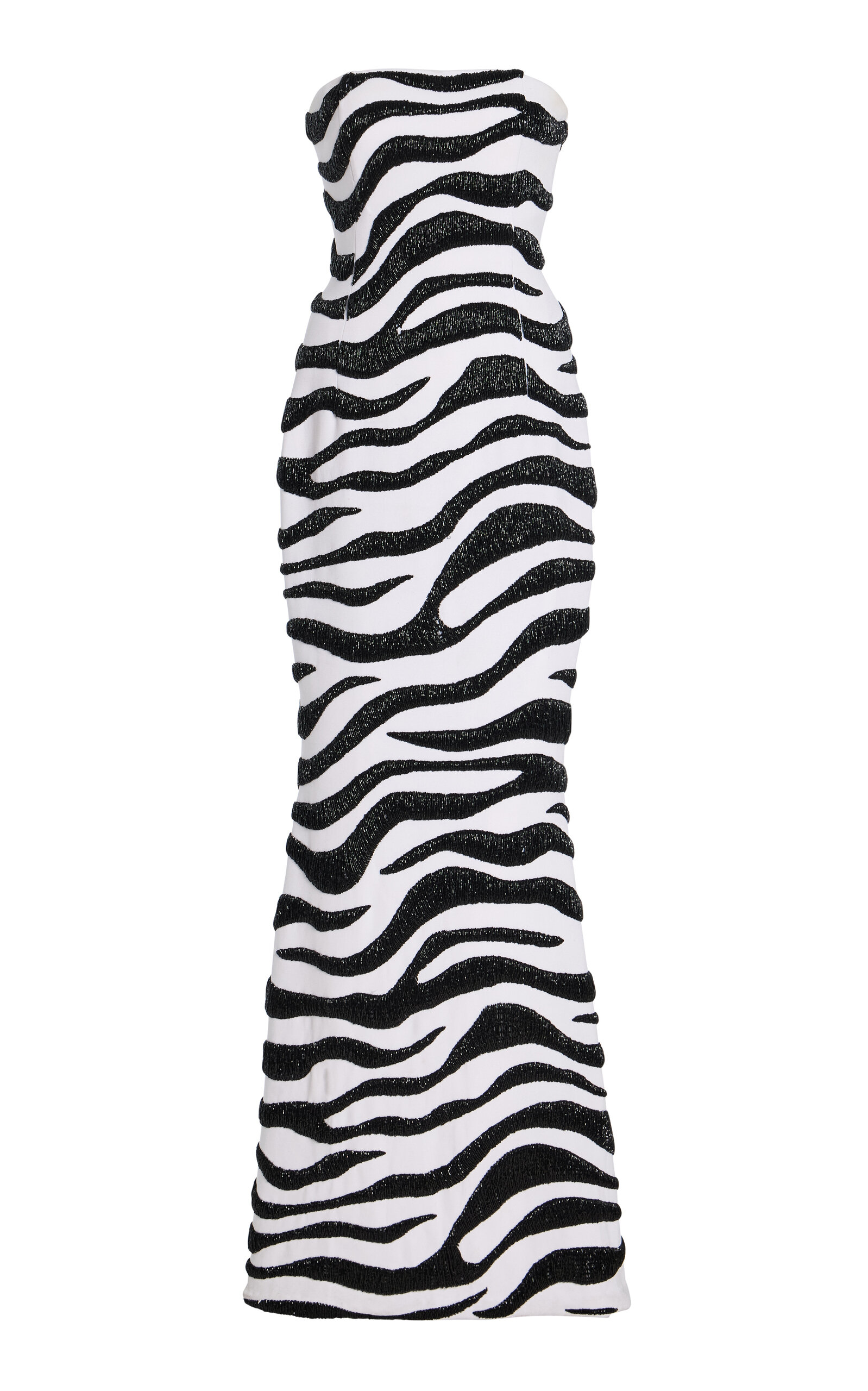Sergio Hudson Zebra-Printed Embroidered Wool Crepe Evening Gown - Animal