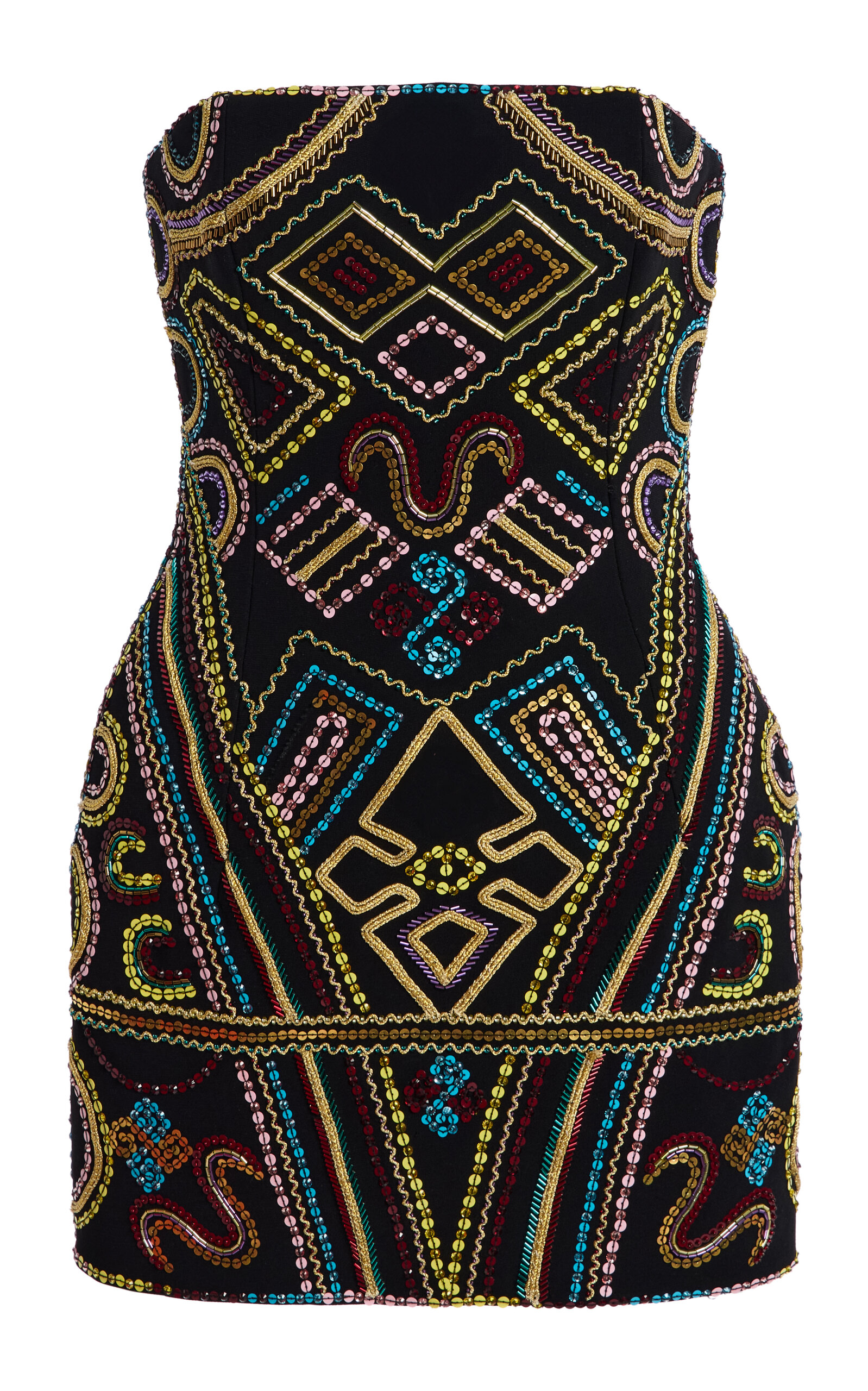 Sergio Hudson Embroidered Wool Crepe Mini Dress In Multi