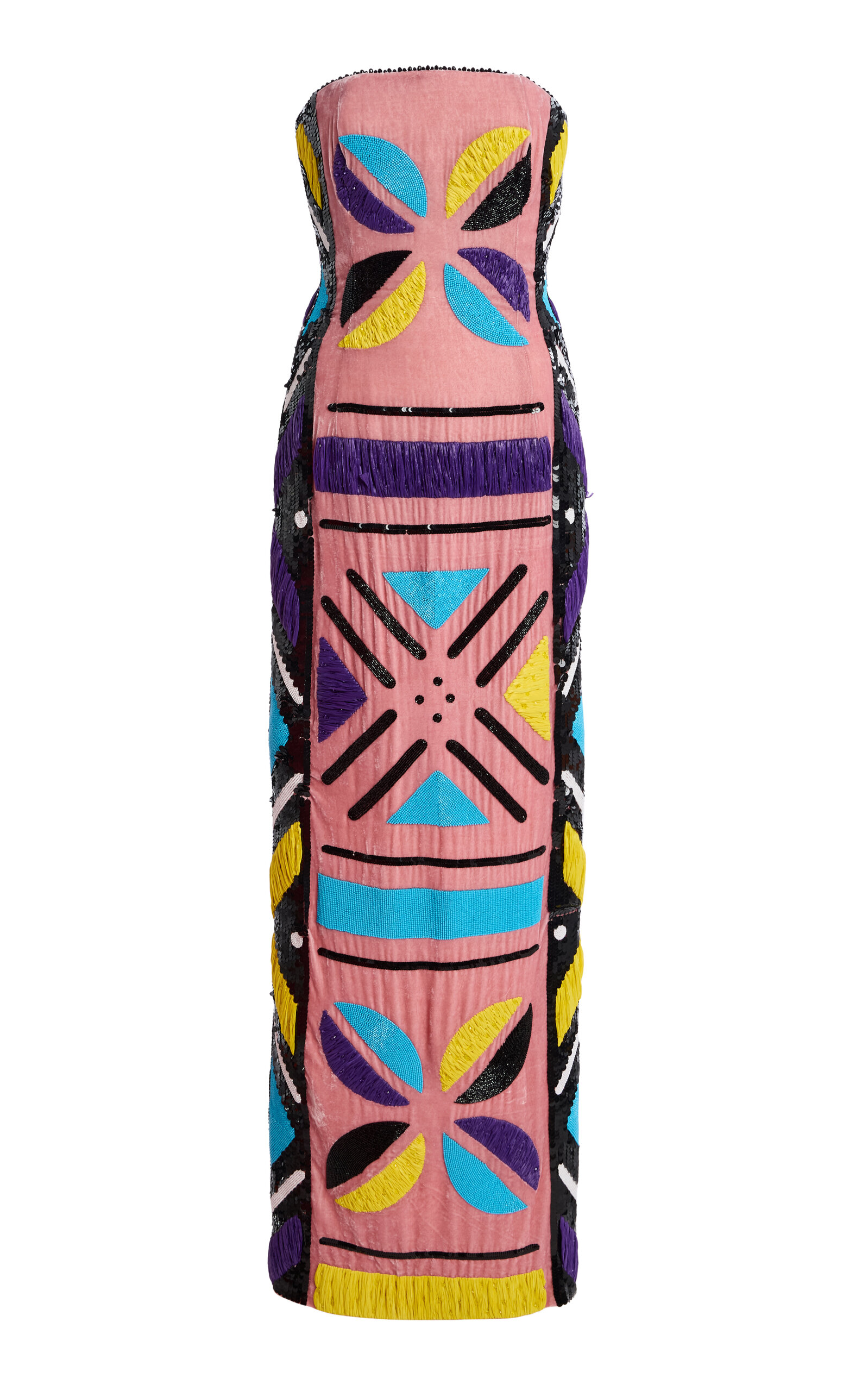 Sergio Hudson Multi-Printed Embroidered Velvet Evening Gown - Multi - XL