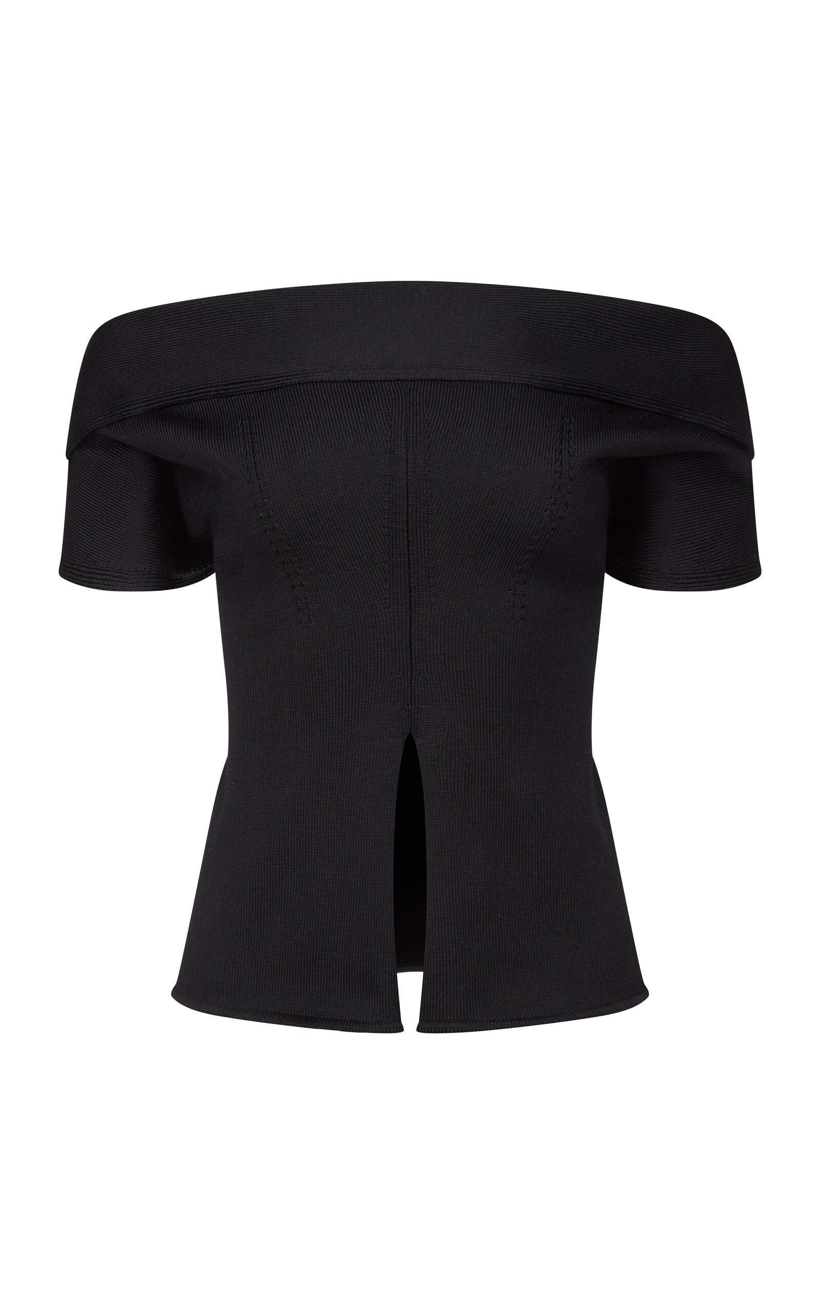 Fforme Faye Sculpted Cotton-blend Knit Top In Black