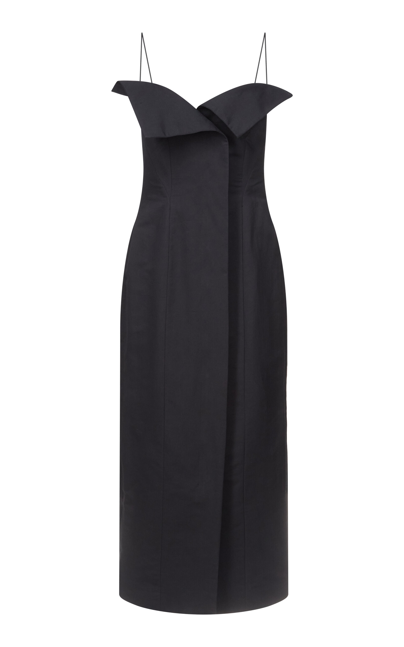 Fforme Skylar Tailored Cotton-silk Dress With Front Zip In Black