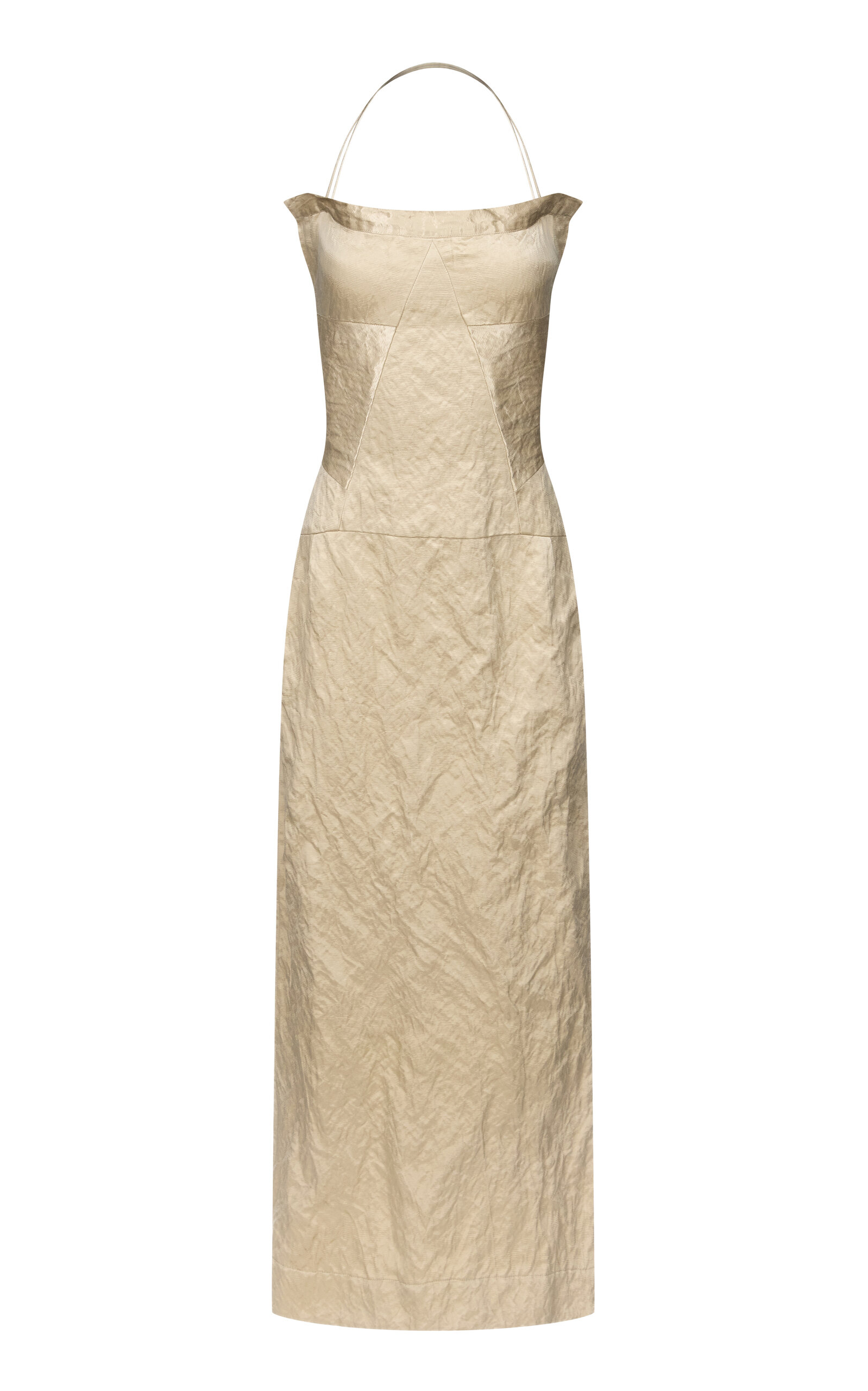 Fforme Maisie Sculpted Cotton-blend Column Dress In Neutral