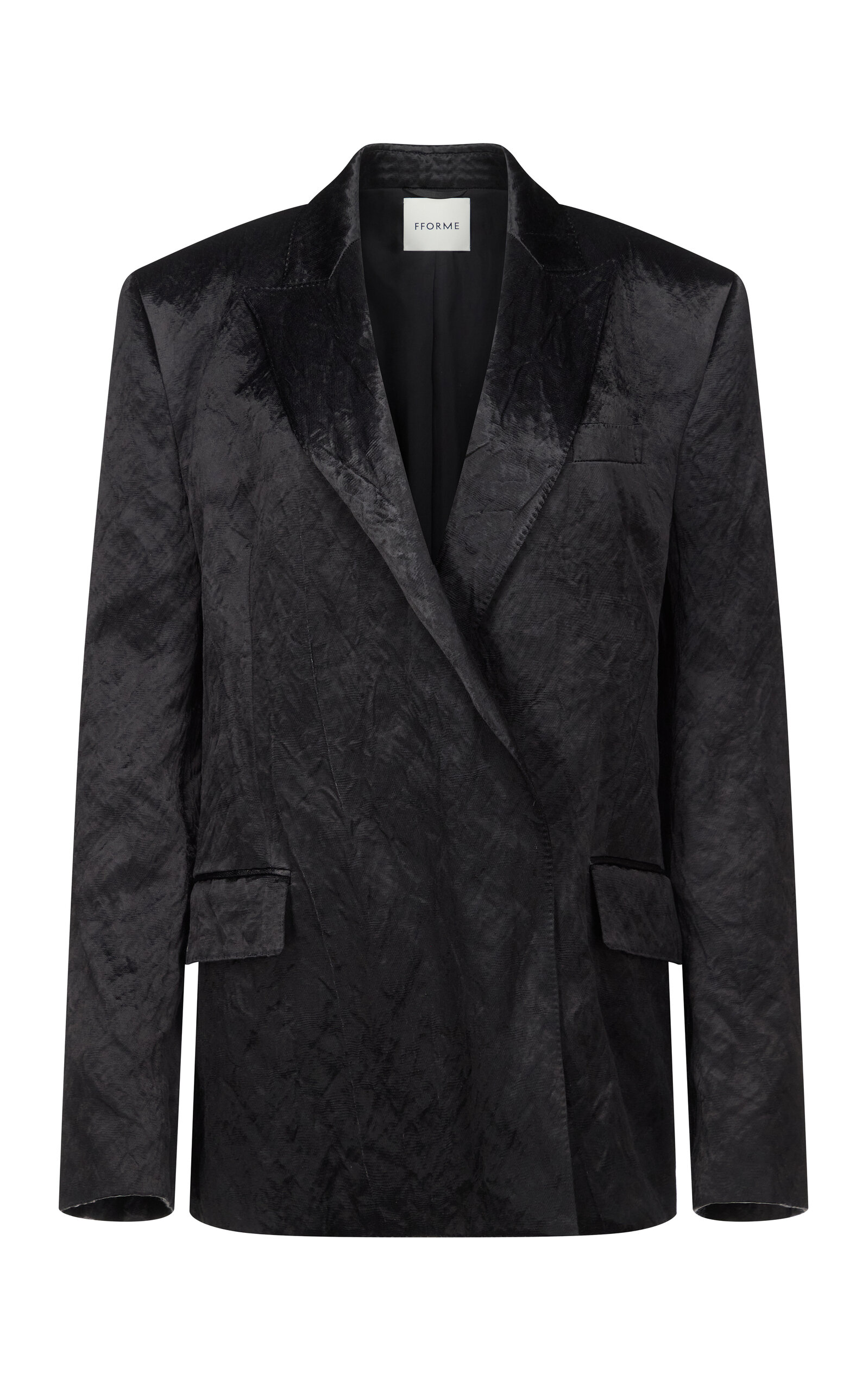 Fforme Winslow Cotton-blend Double-breasted Tailored Jacket In Black