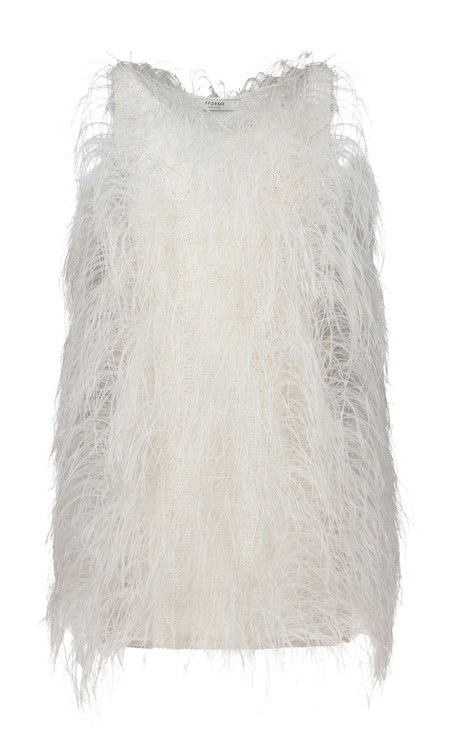 FFORME Salomi Feather-Embellished Cotton-Knit Mini Dress