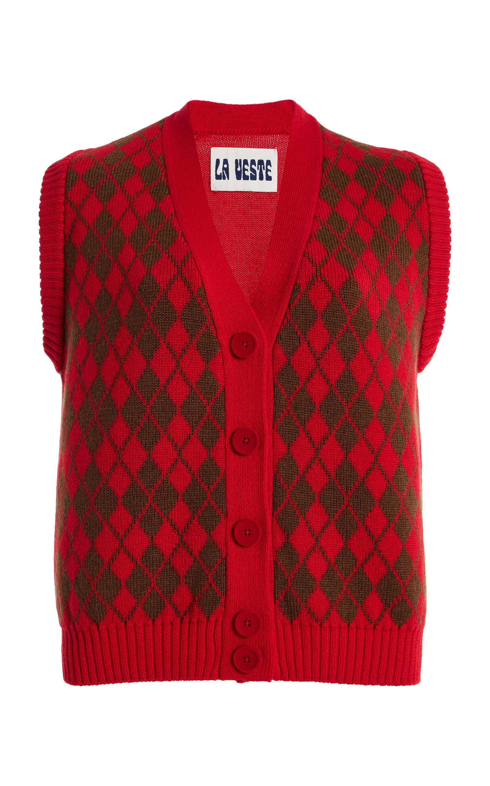 La Veste Arlequín Knit Wool Vest In Red