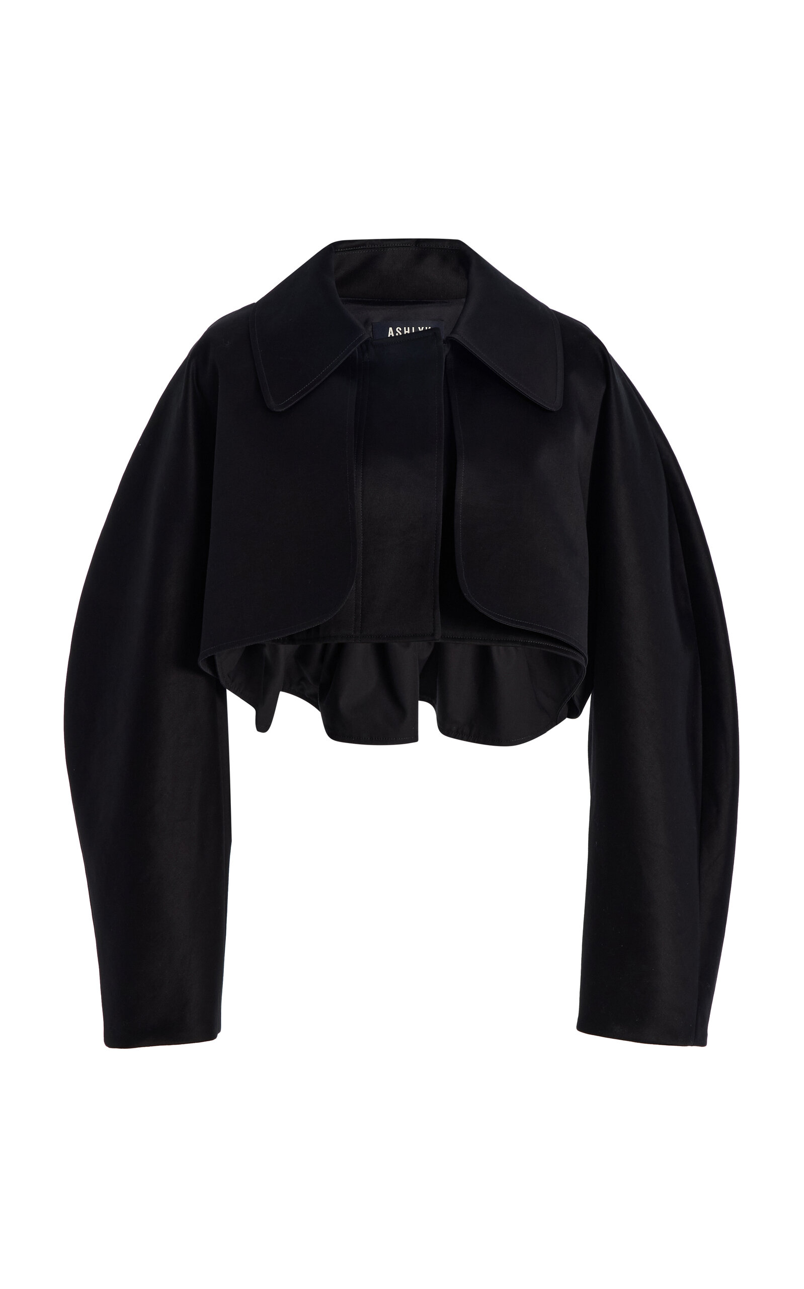 Ashlyn Beckett Cropped Cotton Trench Jacket - Black