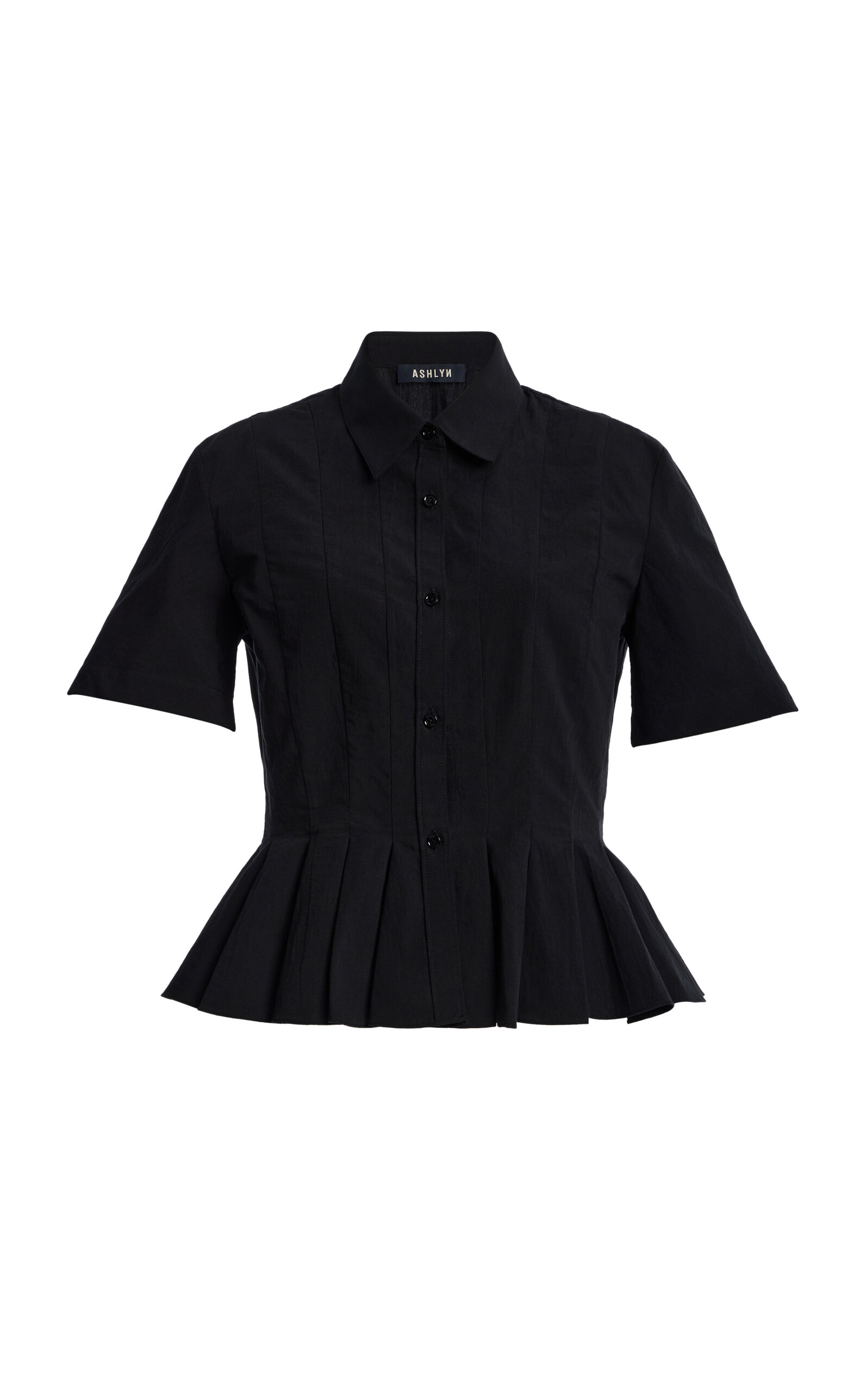 Ashlyn Lulu Cotton Half Sleeve Shirt - Black