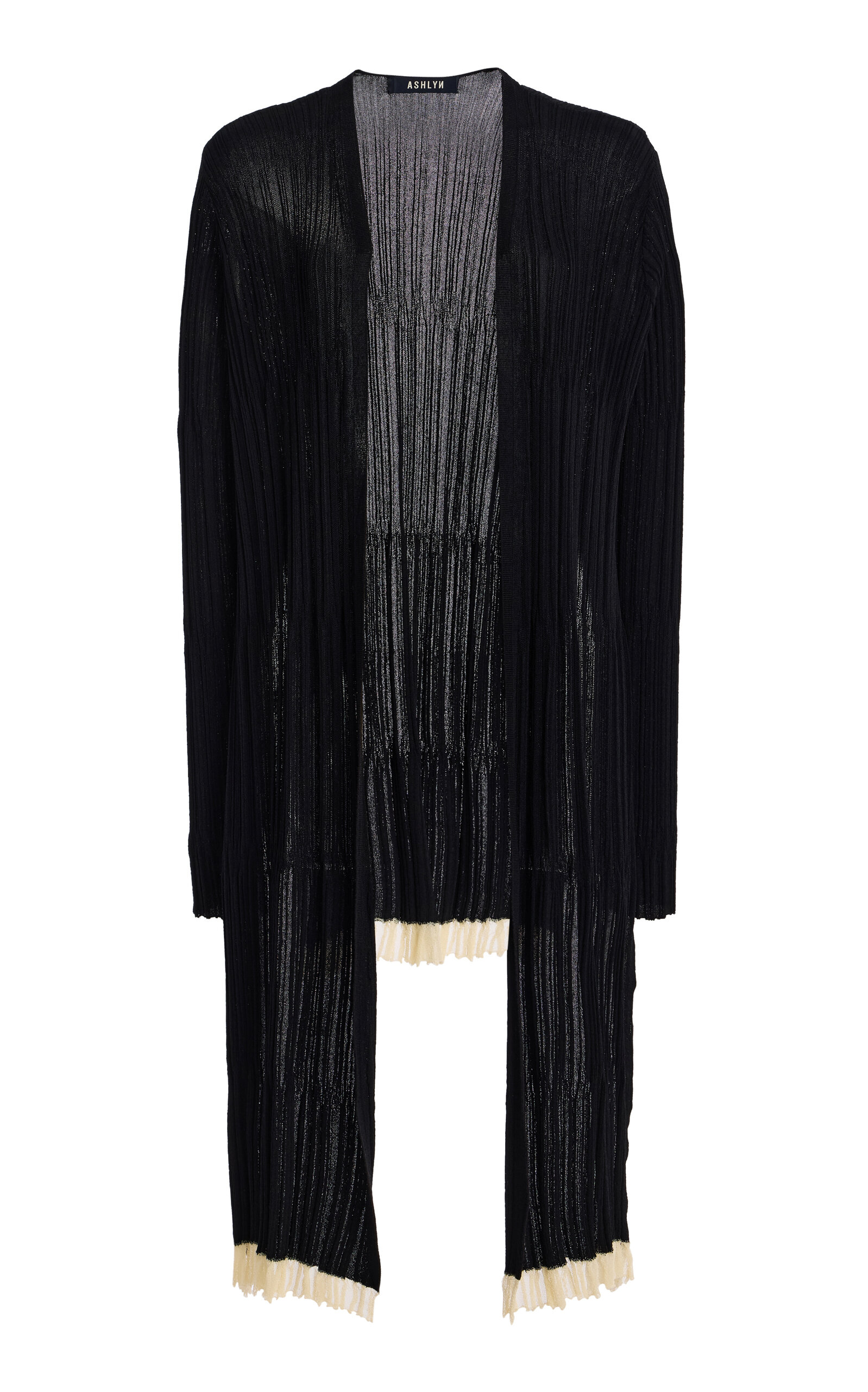 Ashlyn Mine Contrast Trim Wrap Cardigan - Black