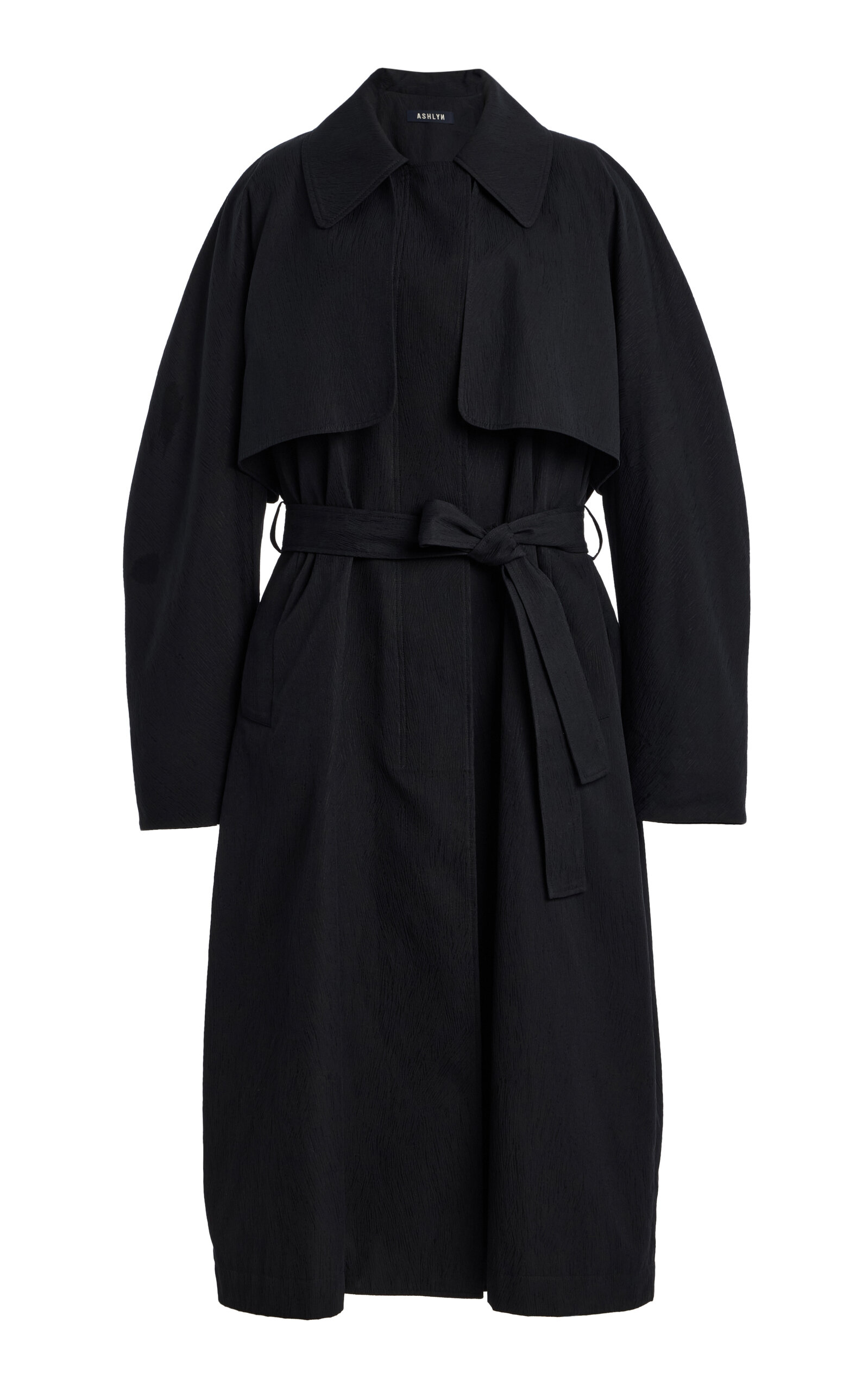 Ashlyn Andre Cotton Jacquard Trench Coat - Black - XS