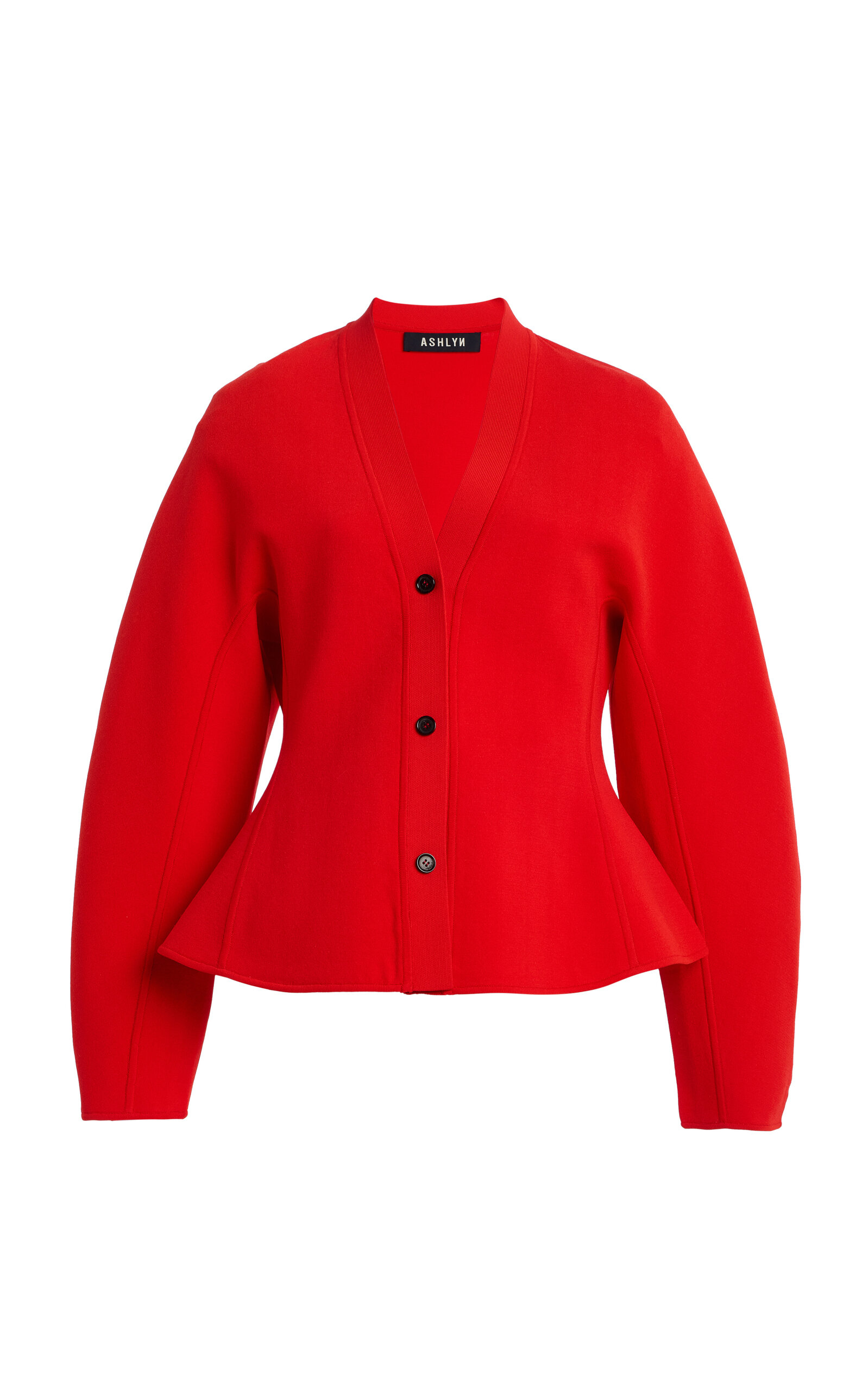 Ashlyn Henry Pleated-hem Long Cardigan In Red
