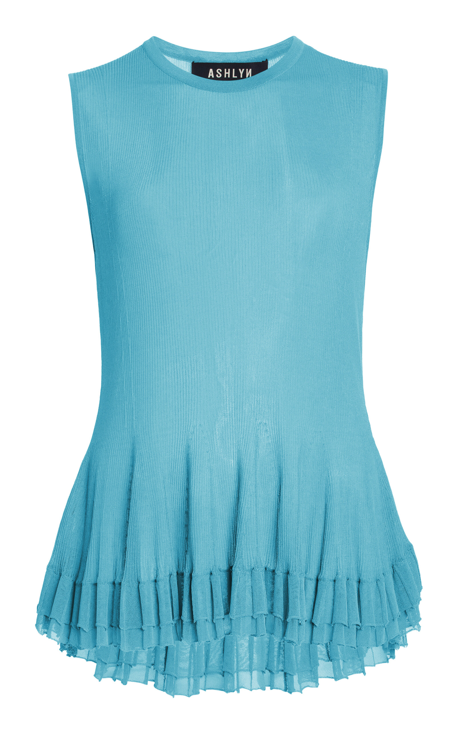 Ashlyn Bennett Pleated Hem Peplum Crewneck - Blue