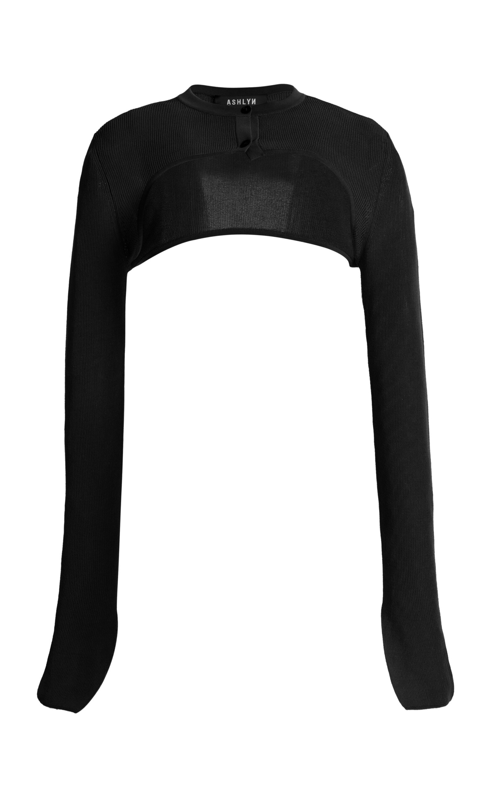 Ashlyn Liliana Cropped Micro-Cardigan - Black