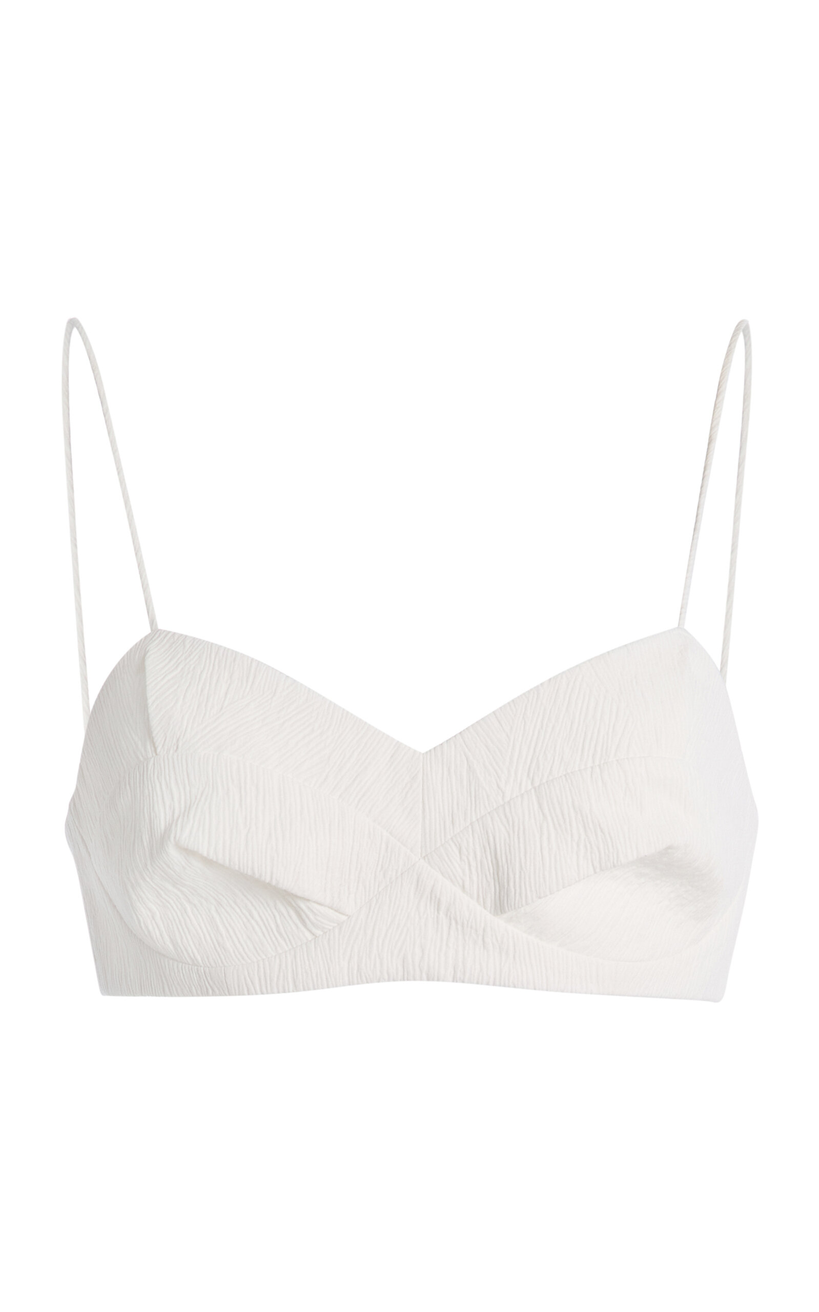 Ashlyn Mason Structured Cotton Jacquard Bralette In White