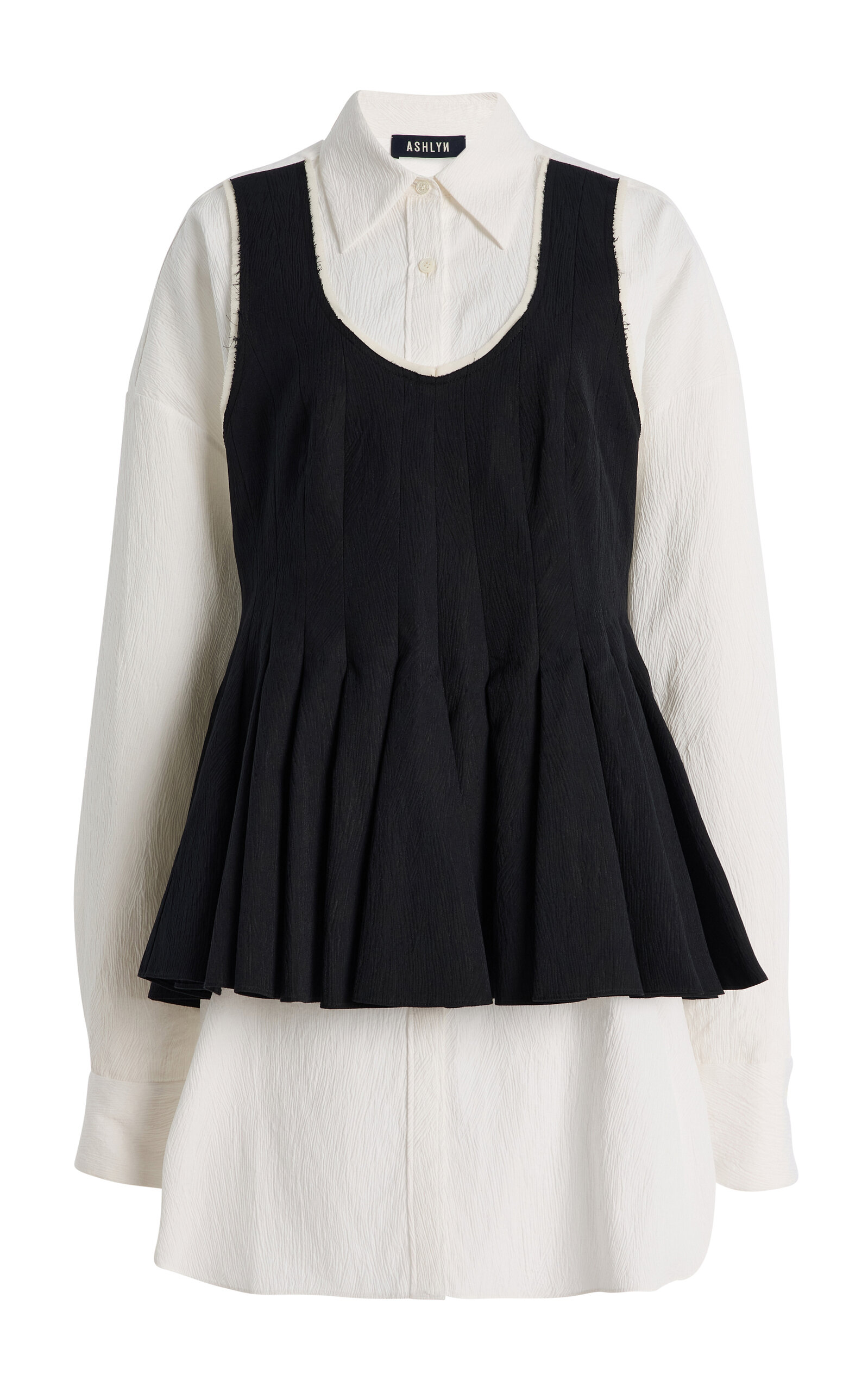 Ashlyn Mae Cotton Jacquard Tie-Back Mini Dress - Black/white