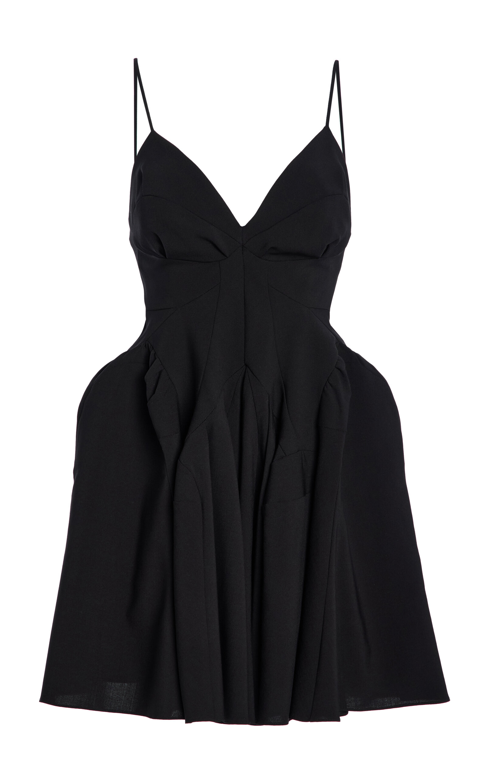 Ashlyn Perry Pleated Wool Mini Dress - Black