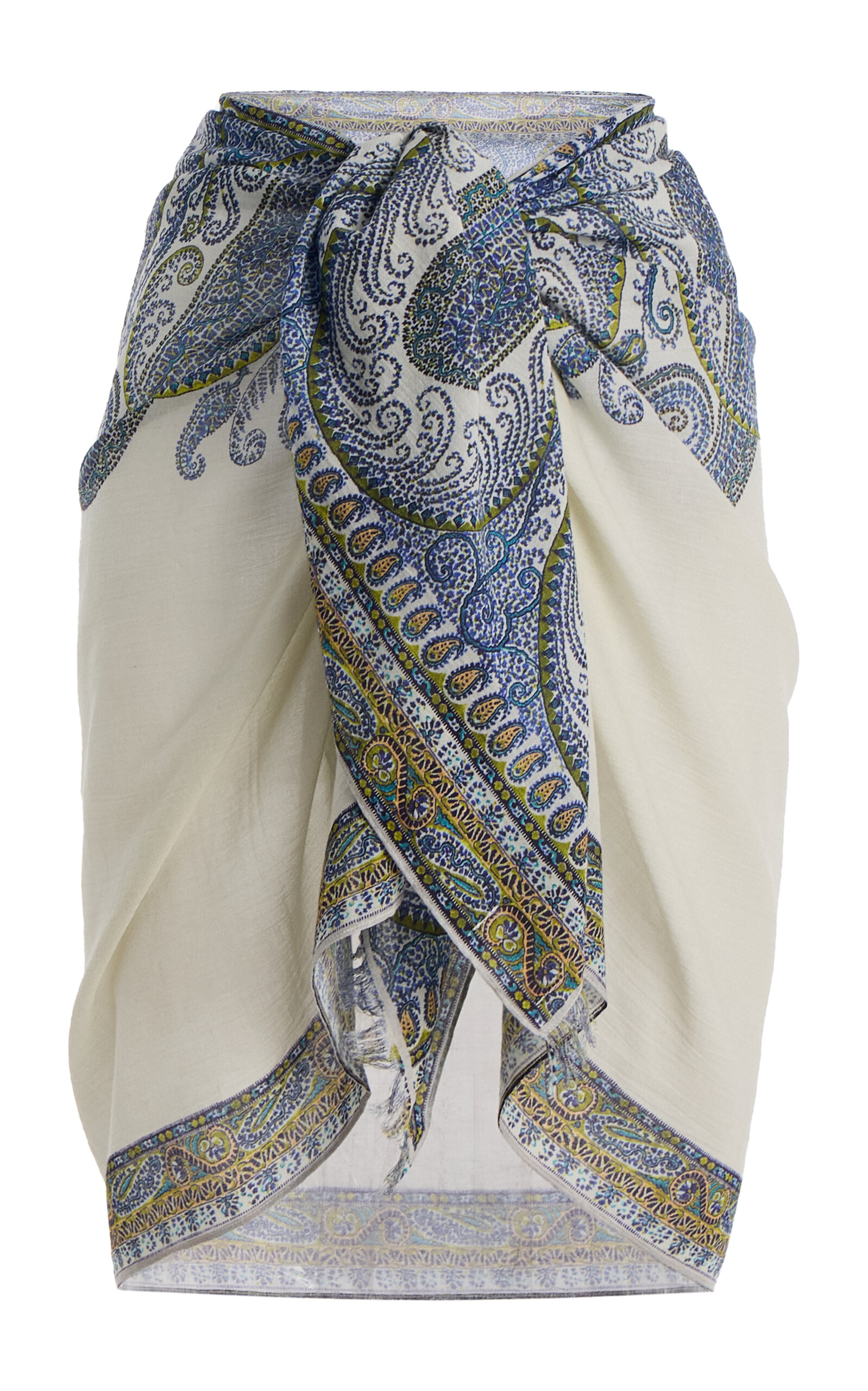 BOTEH Arcadia Paisley Cotton-Gauze Mini Pareo Skirt