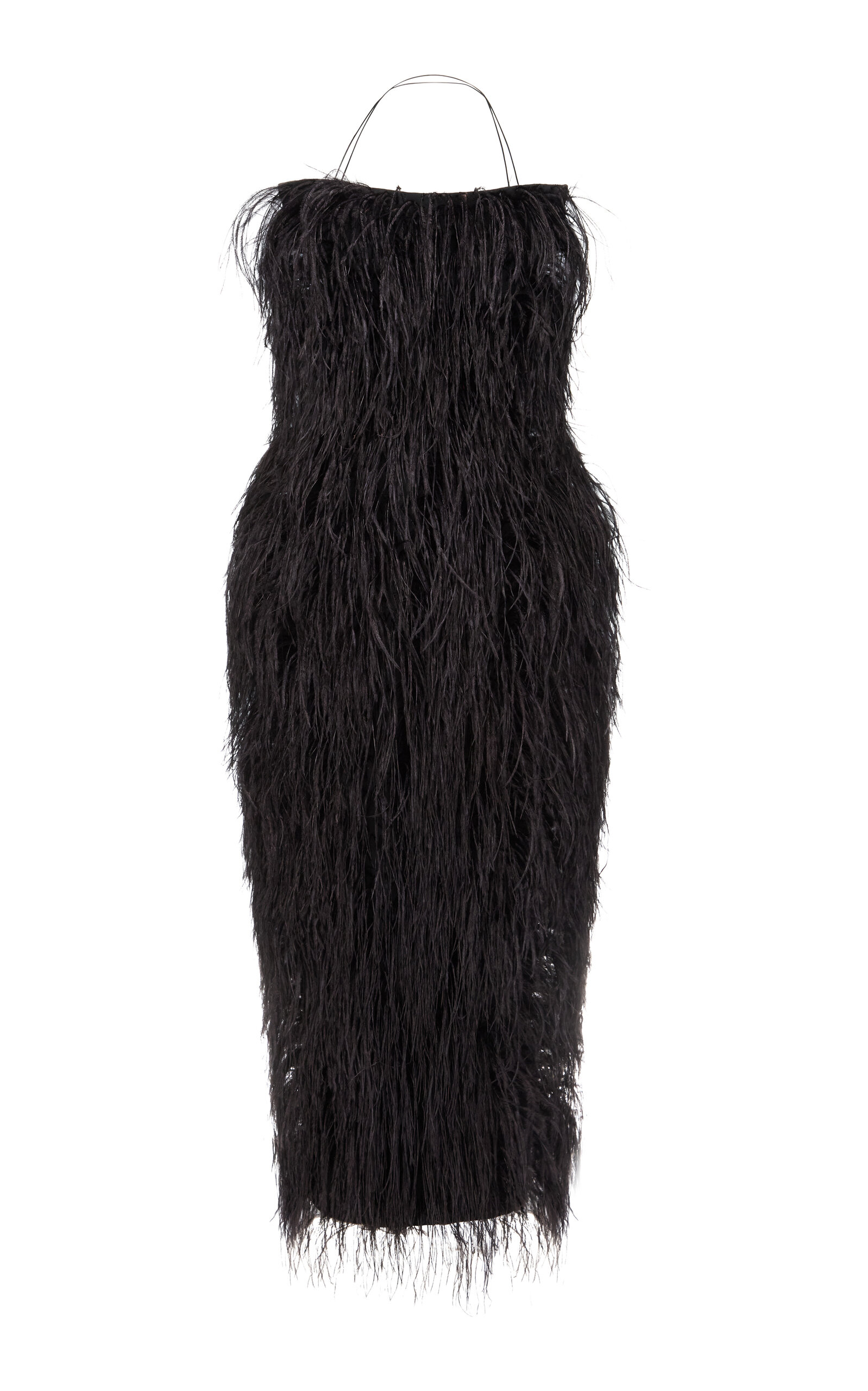 Fforme Raven Feather Embroidered Gown In Black