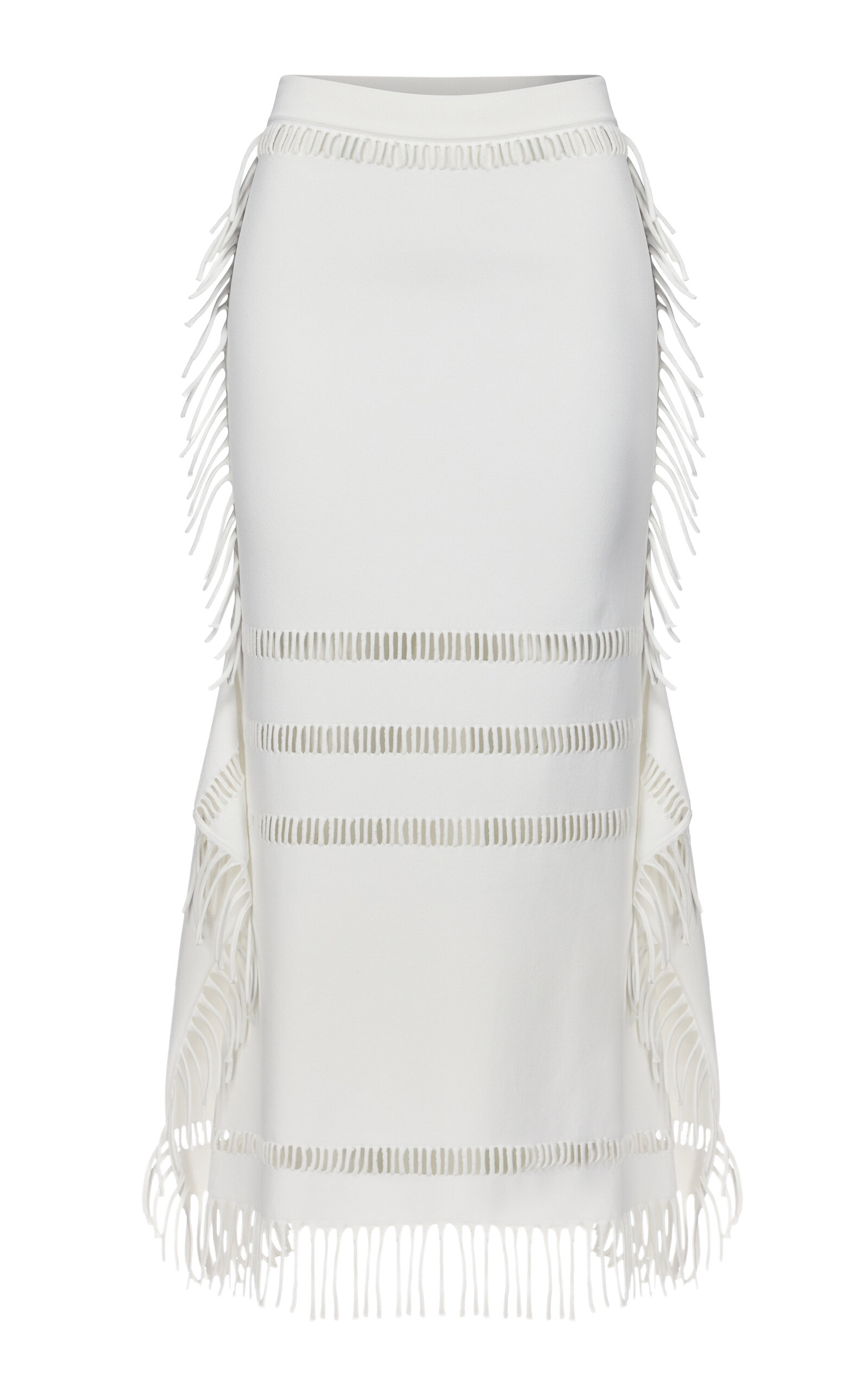 Fforme Rowan Fringed-edge Knit Skirt In White