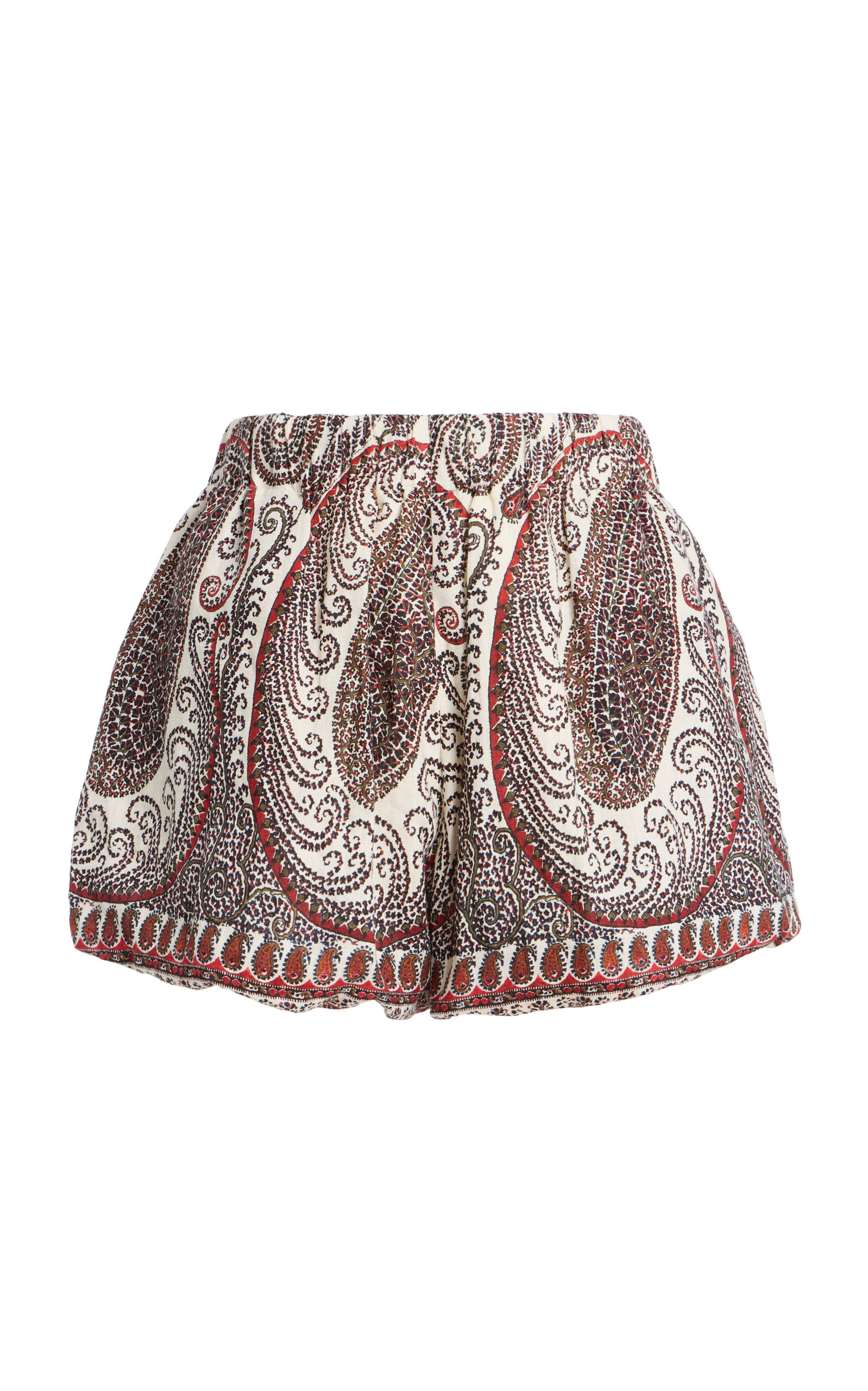 BOTEH Cassia Paisley Linen Bubble Shorts - Moda Operandi