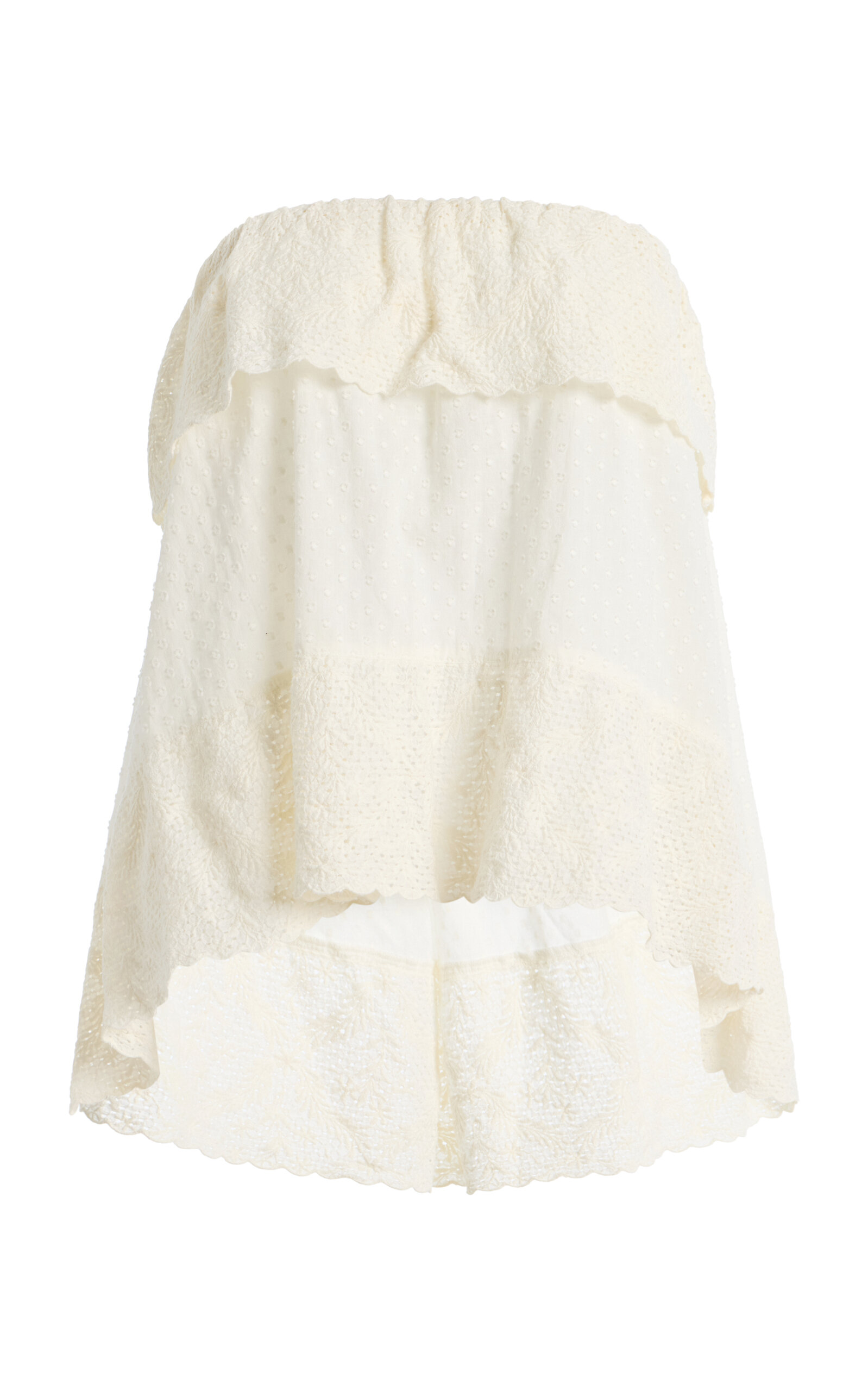 BOTEH Serenia Strapless Lace-Frill Cotton Top