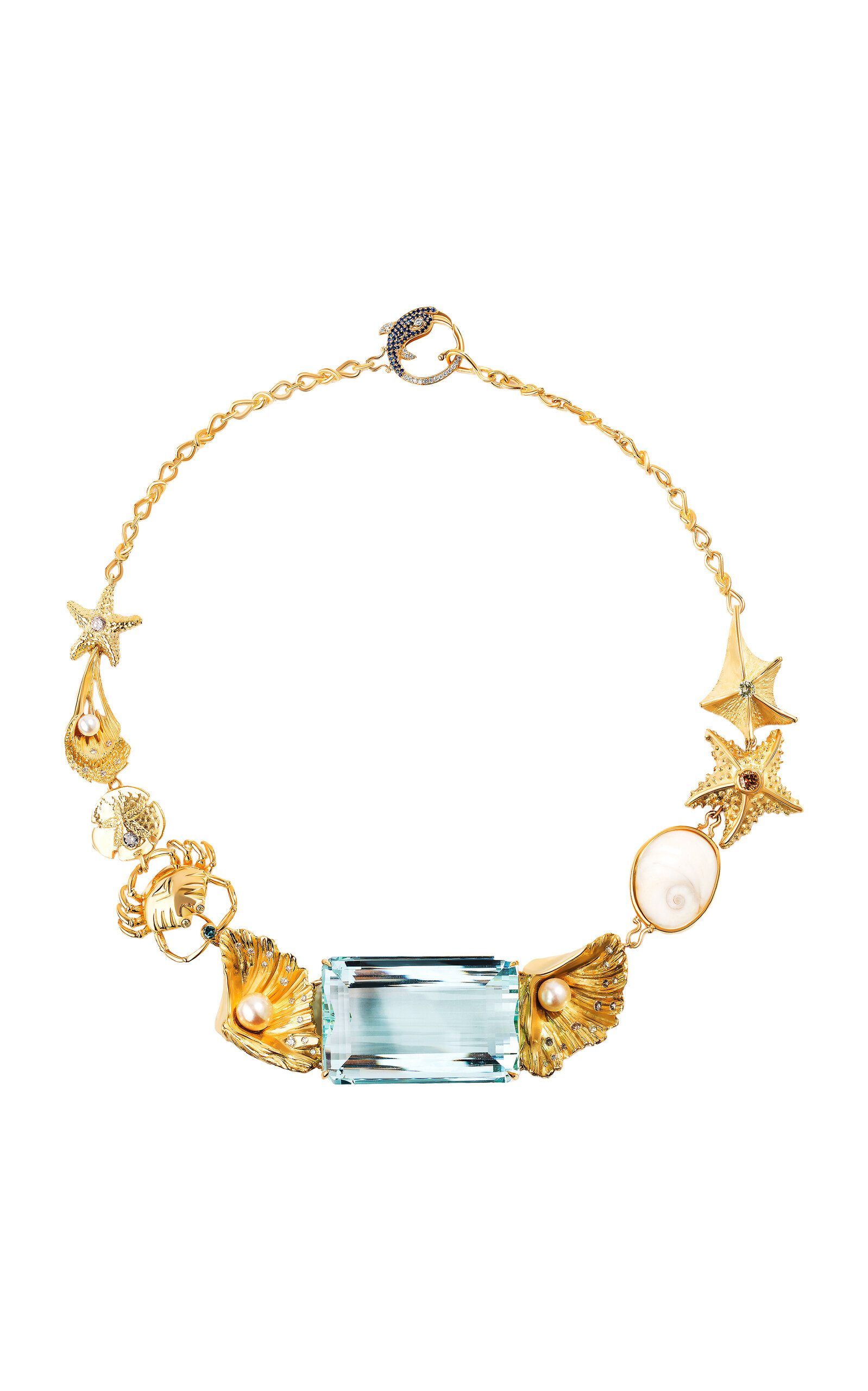 Renato Cipullo Aquamarine Return To The Sea Necklace In Gold