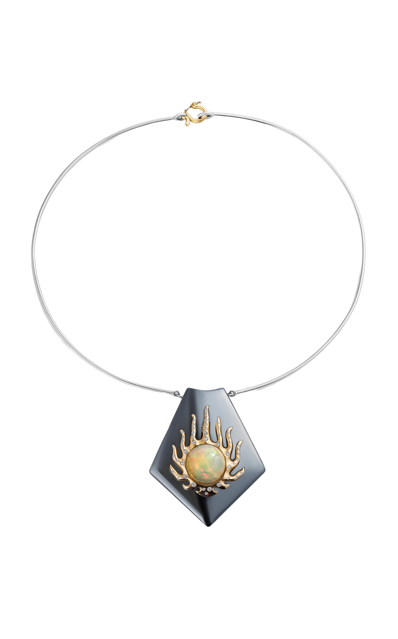 Renato Cipullo Hematite Blaze Necklace In Gray