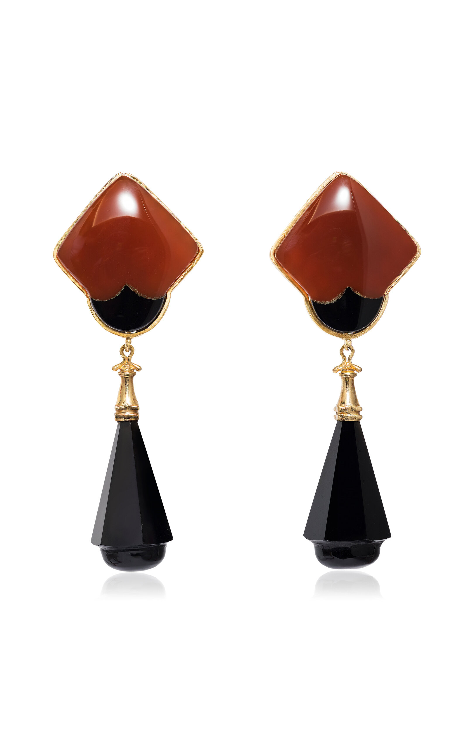 Renato Cipullo Carnelian Mosaic Drop Earrings In Black