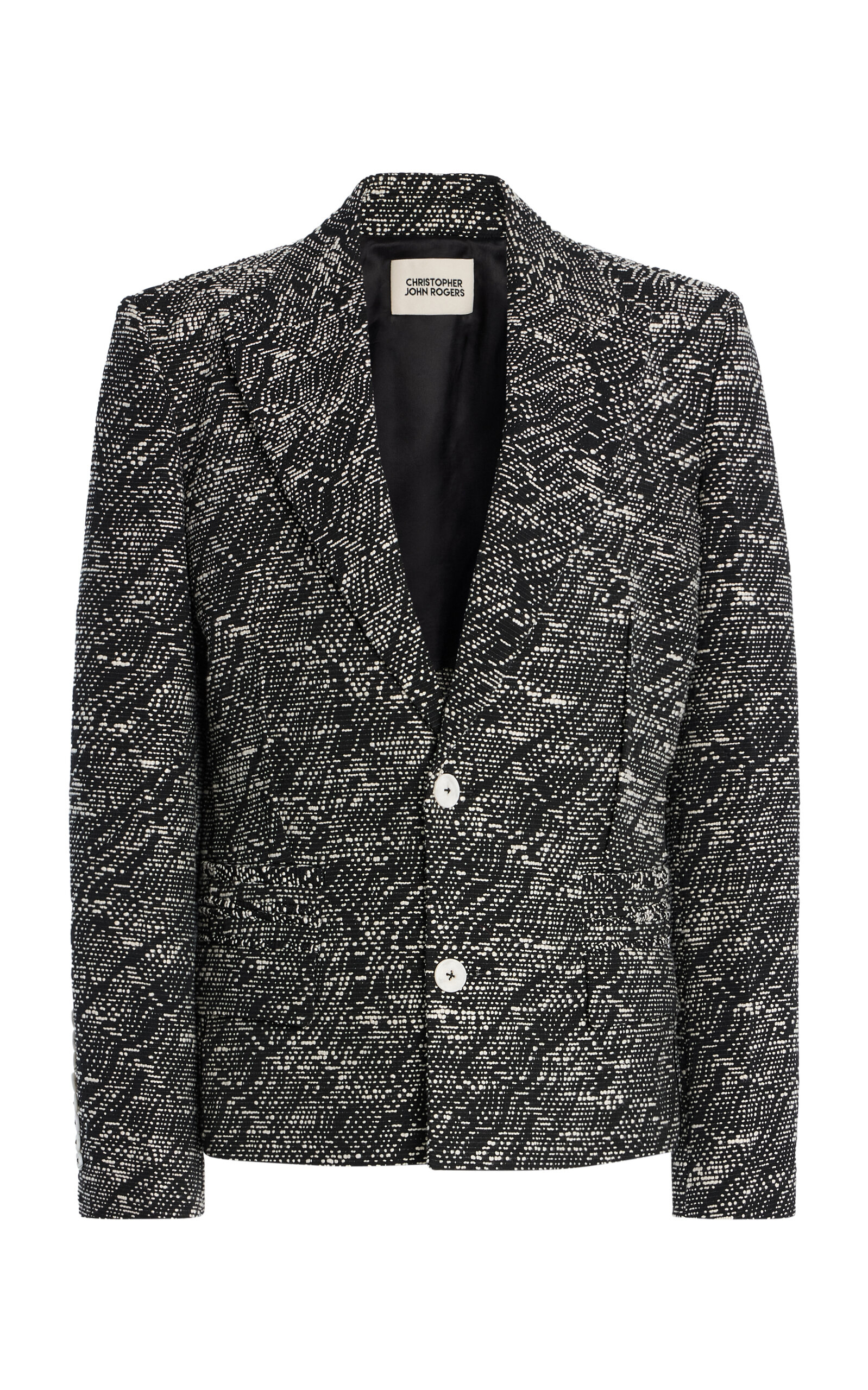 Christopher John Rogers Cotton-Blend Slub-Jacquard Relaxed Blazer - Black/white