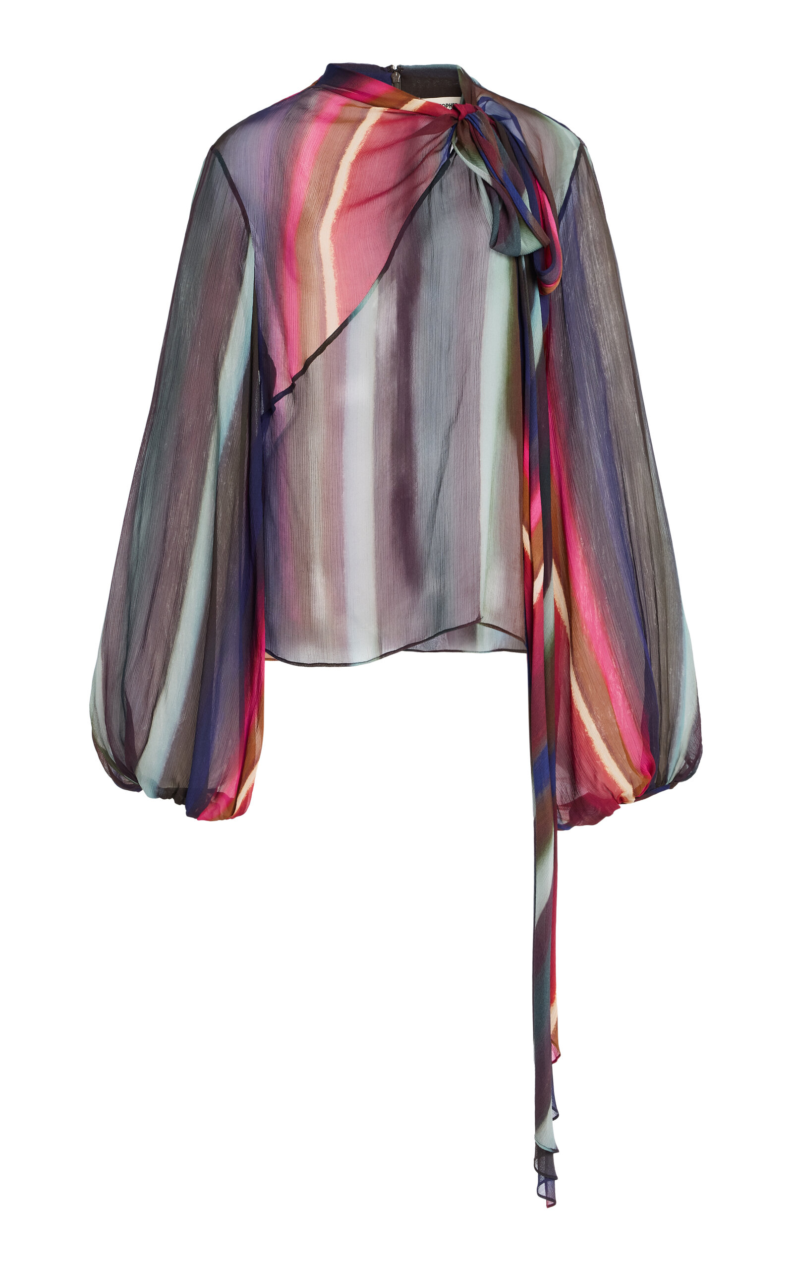 Christopher John Rogers Louie Stripe Sheer Top In Black