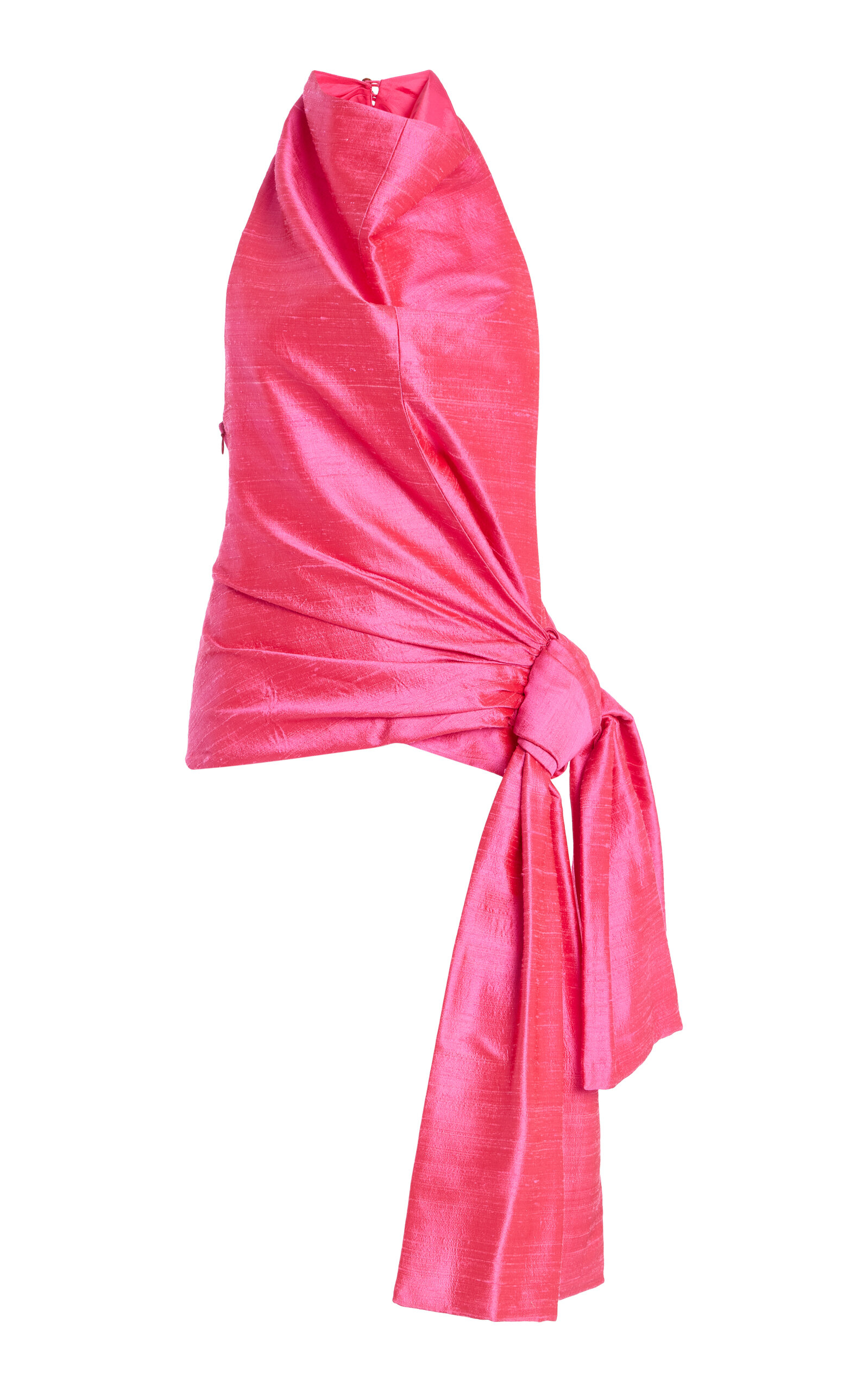 Christopher John Rogers Silk Sarong Top In Pink