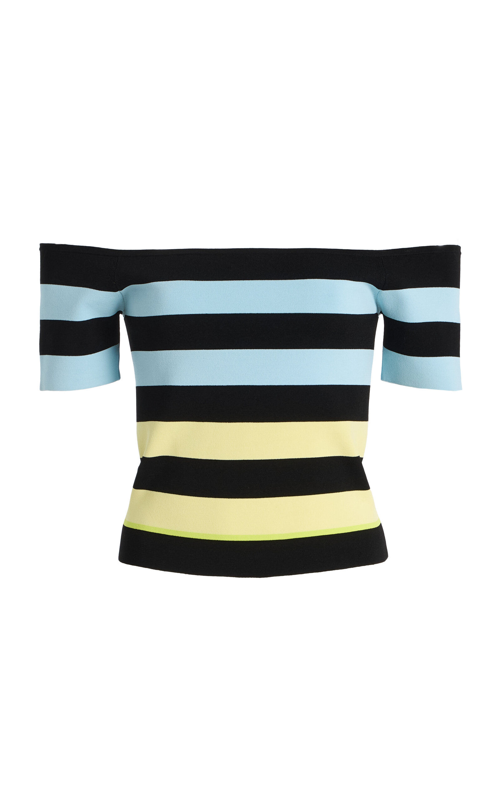 Christopher John Rogers Off-the-shoulder Striped Knit Top In Multi