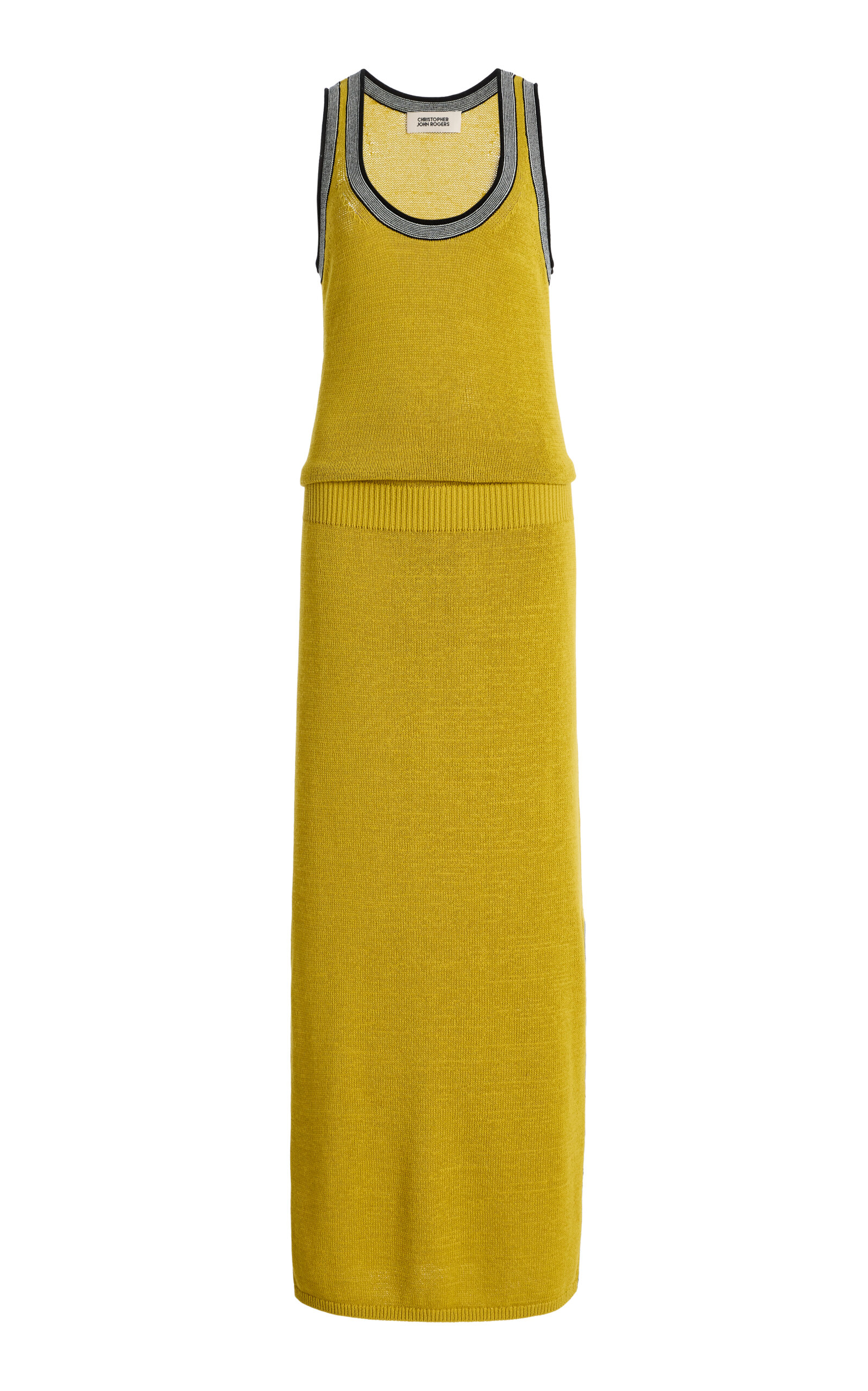 Christopher John Rogers Blouson Knit Maxi Tank Dress In Blue