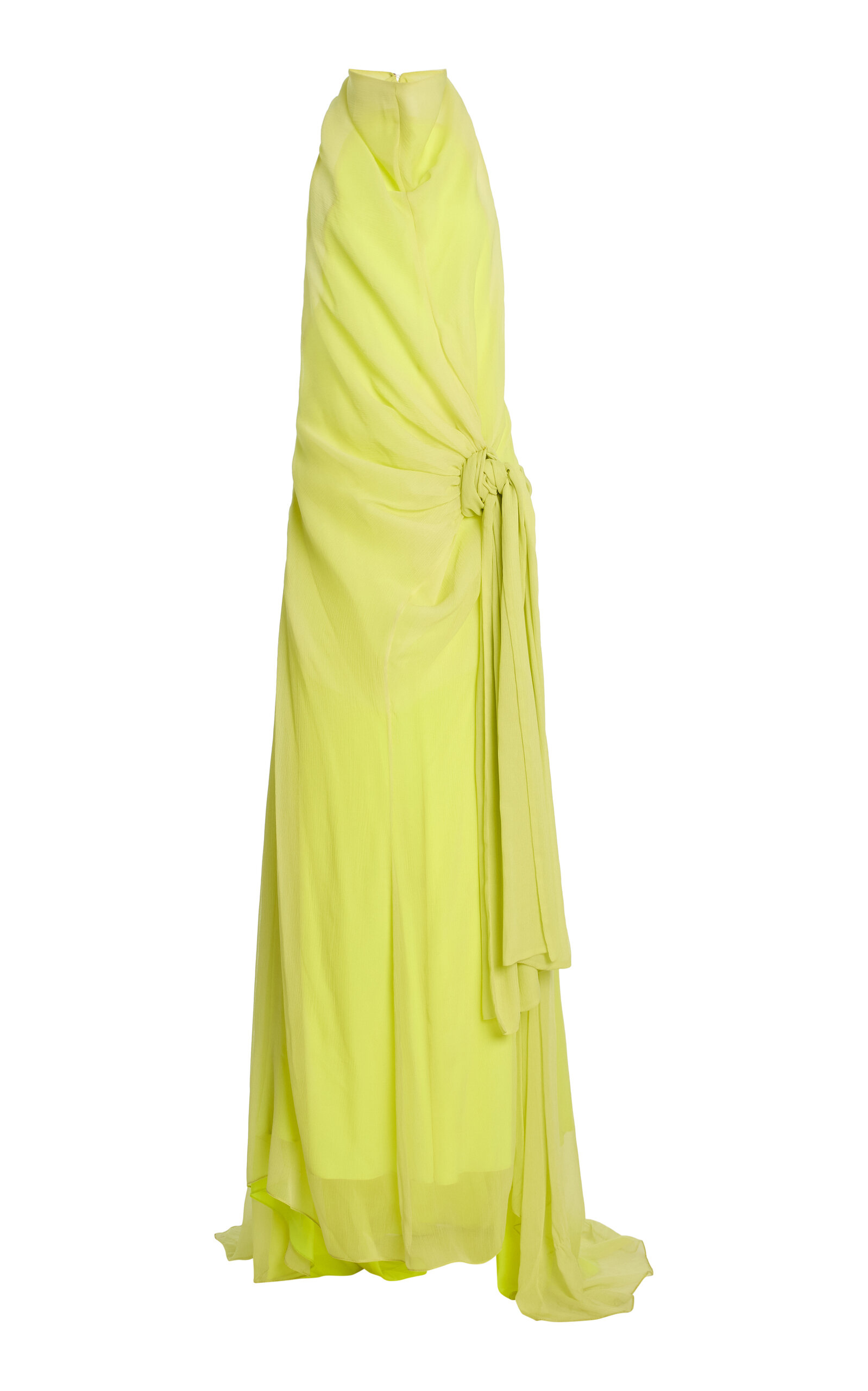 Christopher John Rogers Silk Sarong Gown - Lime Green