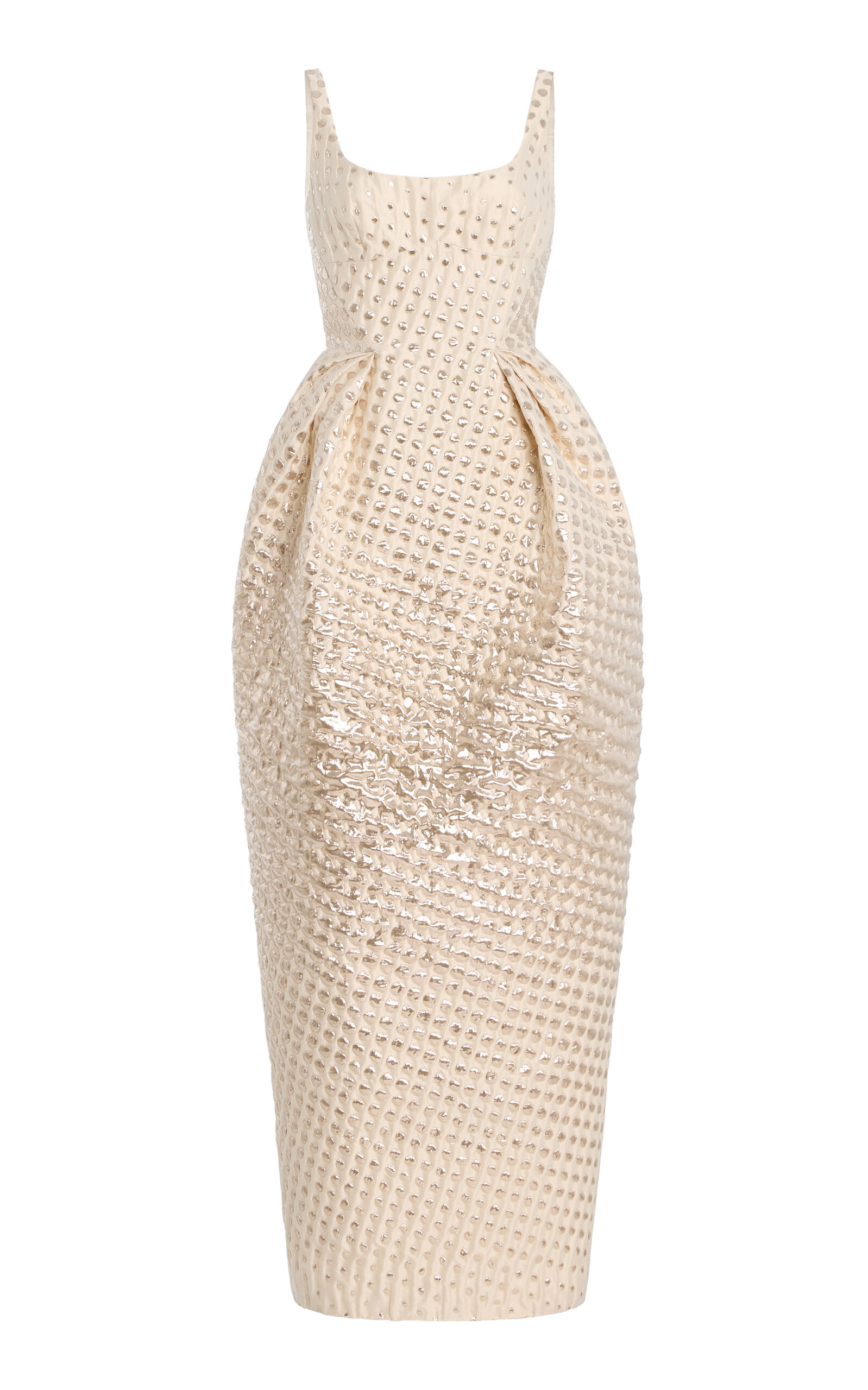 Christopher John Rogers Textured Wiggle-dot Tulip Gown In White