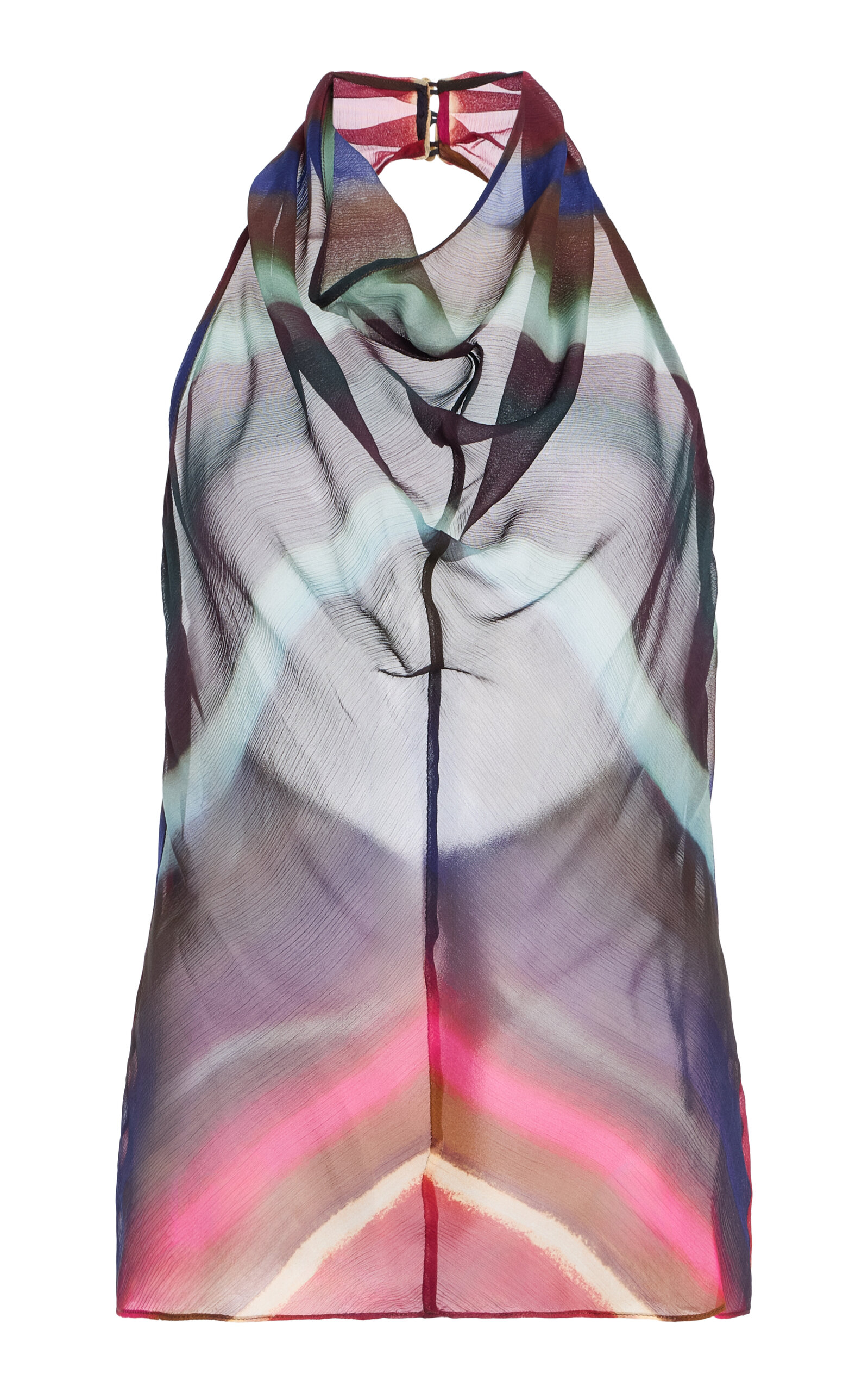 Christopher John Rogers Cowl-Neck Sheer Halter Top - Multi