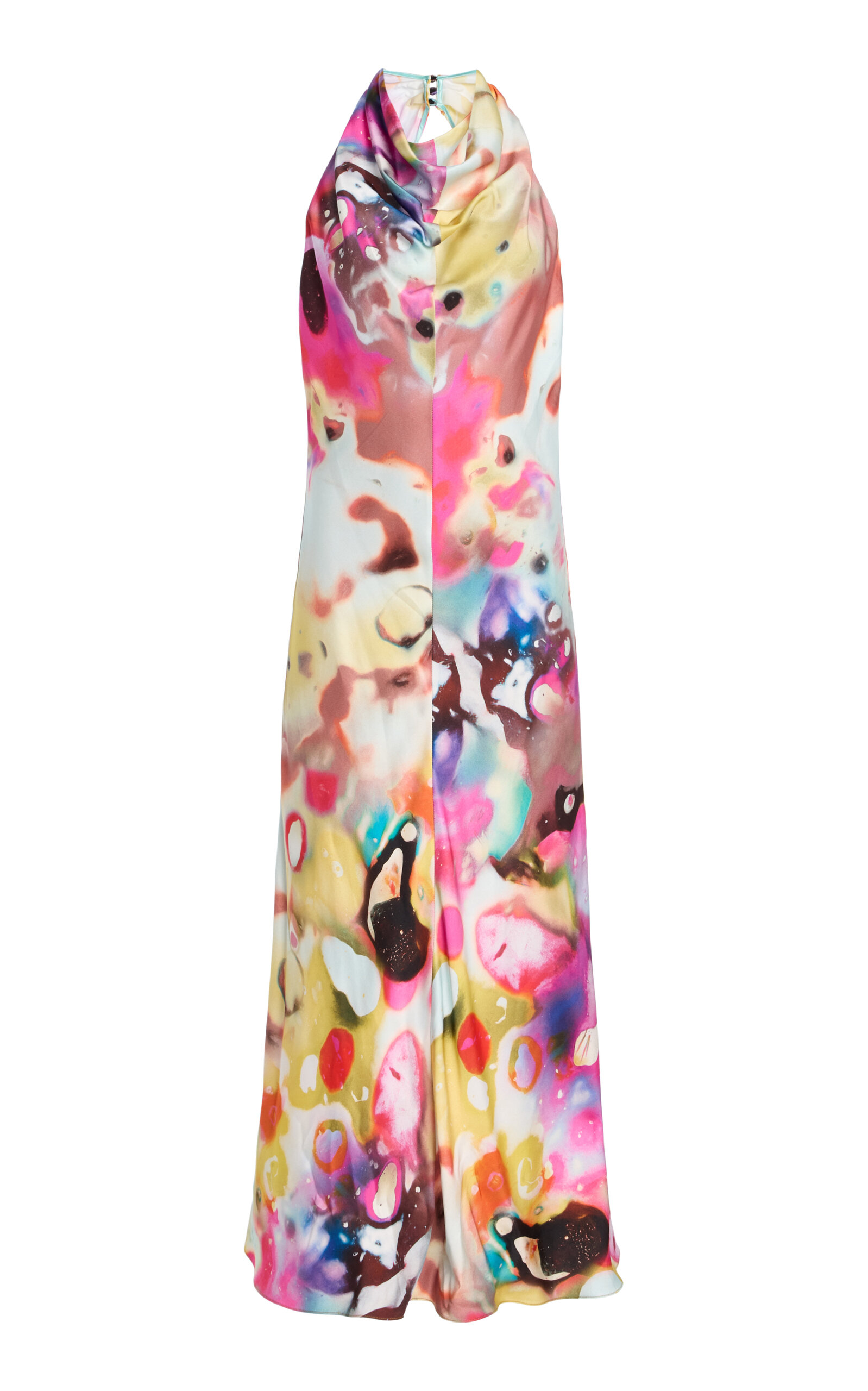 Christopher John Rogers Moonshine Cowl-Neck Midi Halter Dress - Multi