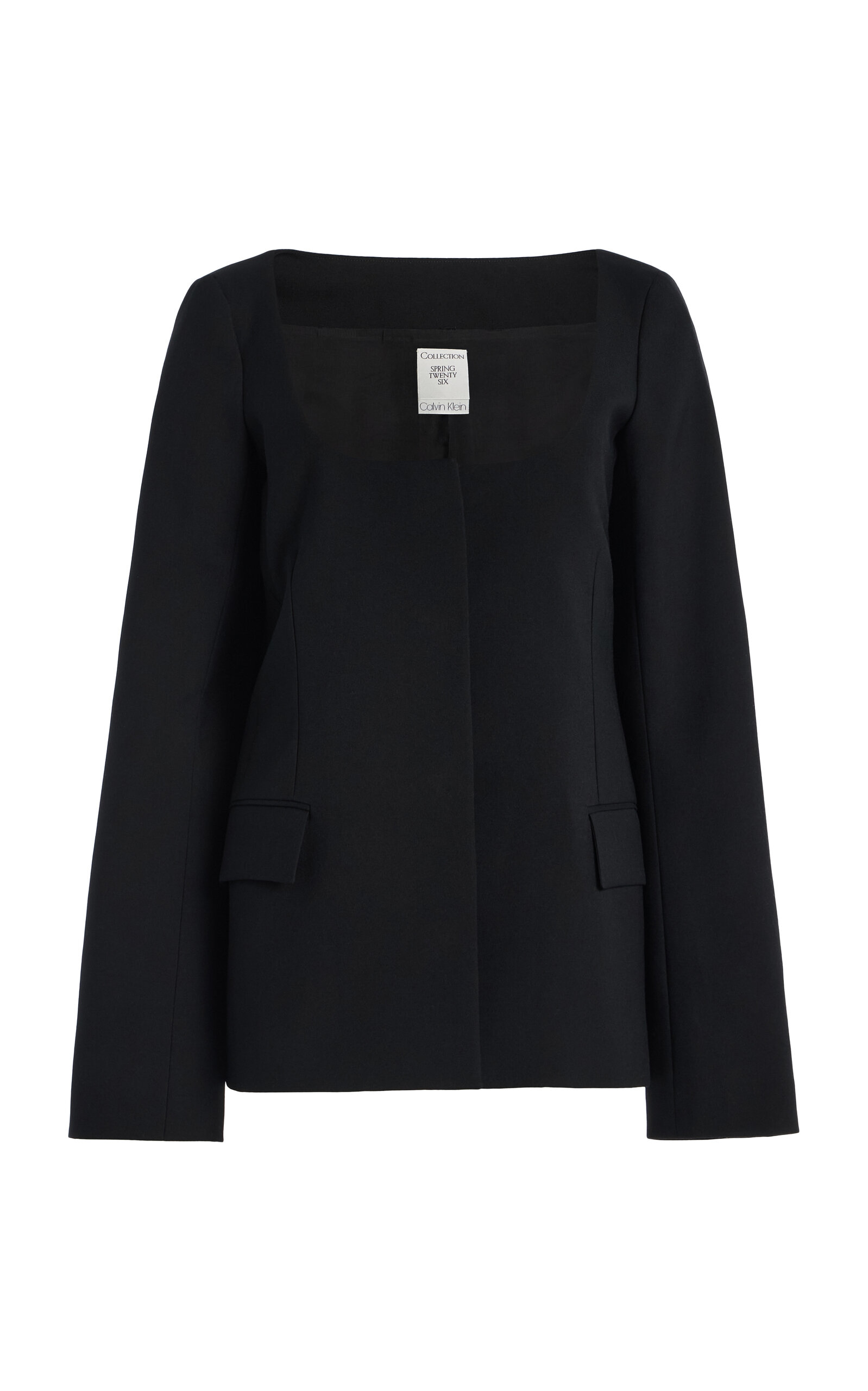 Calvin Klein Collection Camille Scoop-neck Wool Jacket In Blue