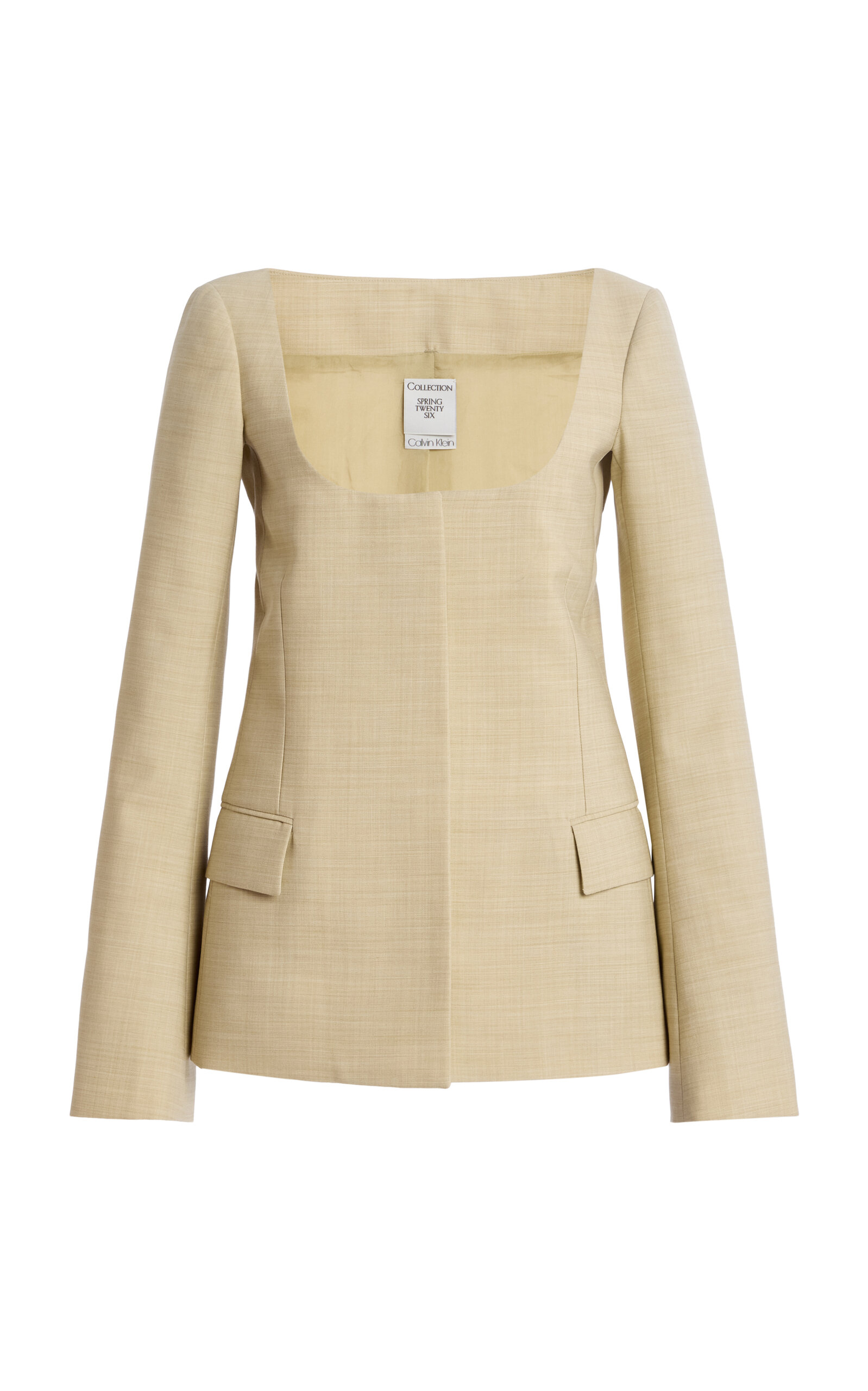 Calvin Klein Collection Camille Scoop-neck Wool Jacket In Neutral