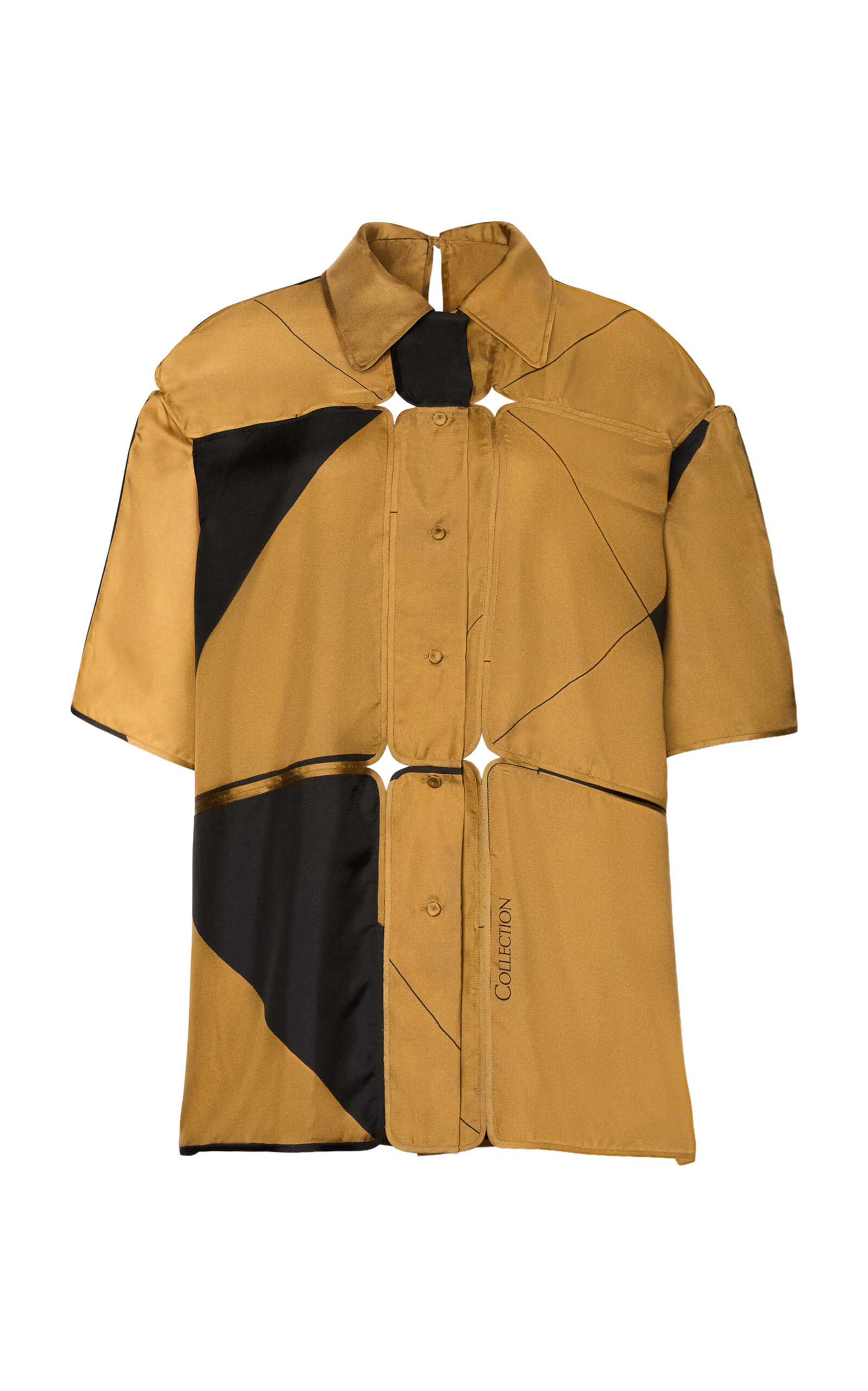 Calvin Klein Collection Bowling Printed Silk Shirt In Brown