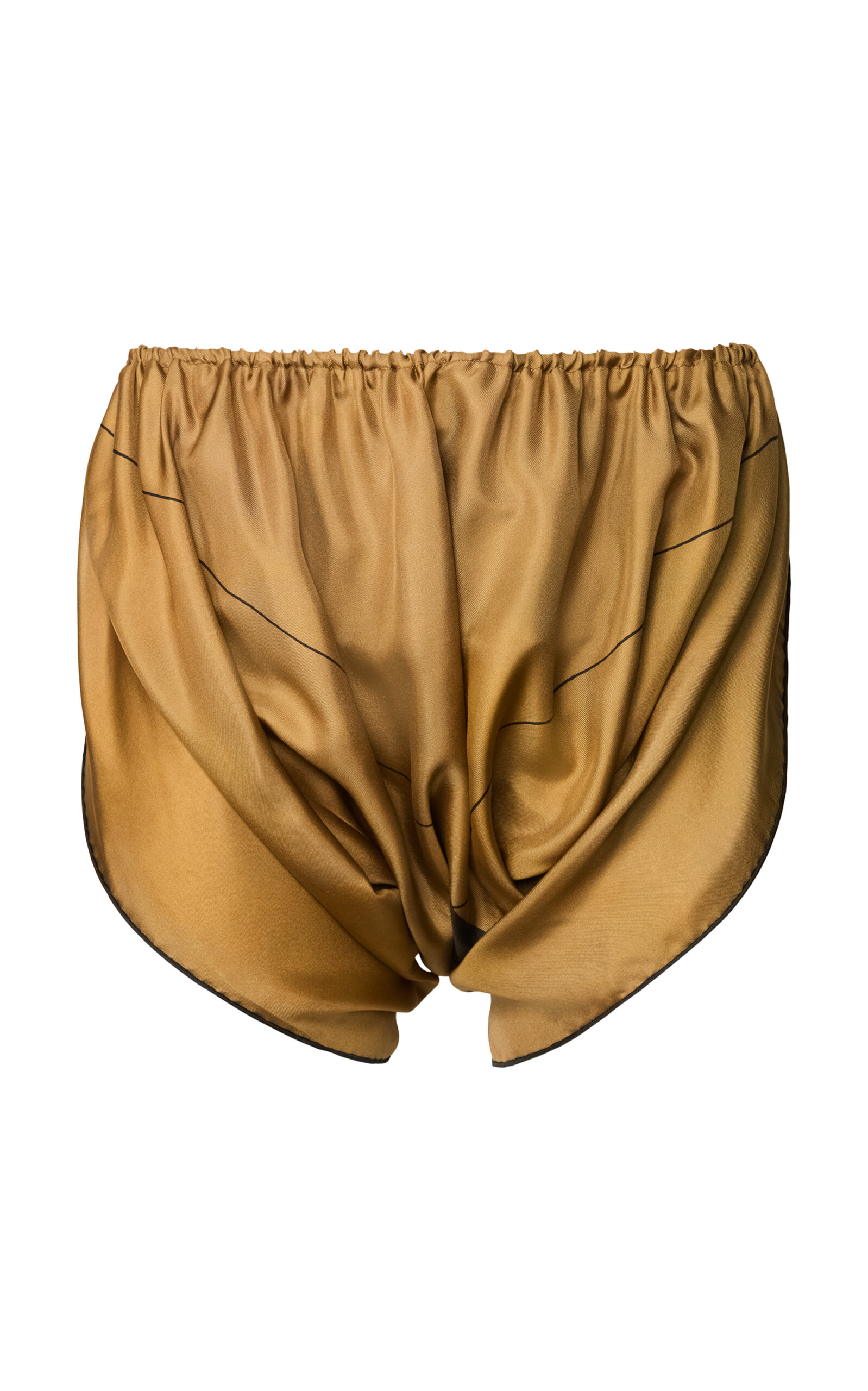 Calvin Klein Collection Ruched Silk Shorts In Brown