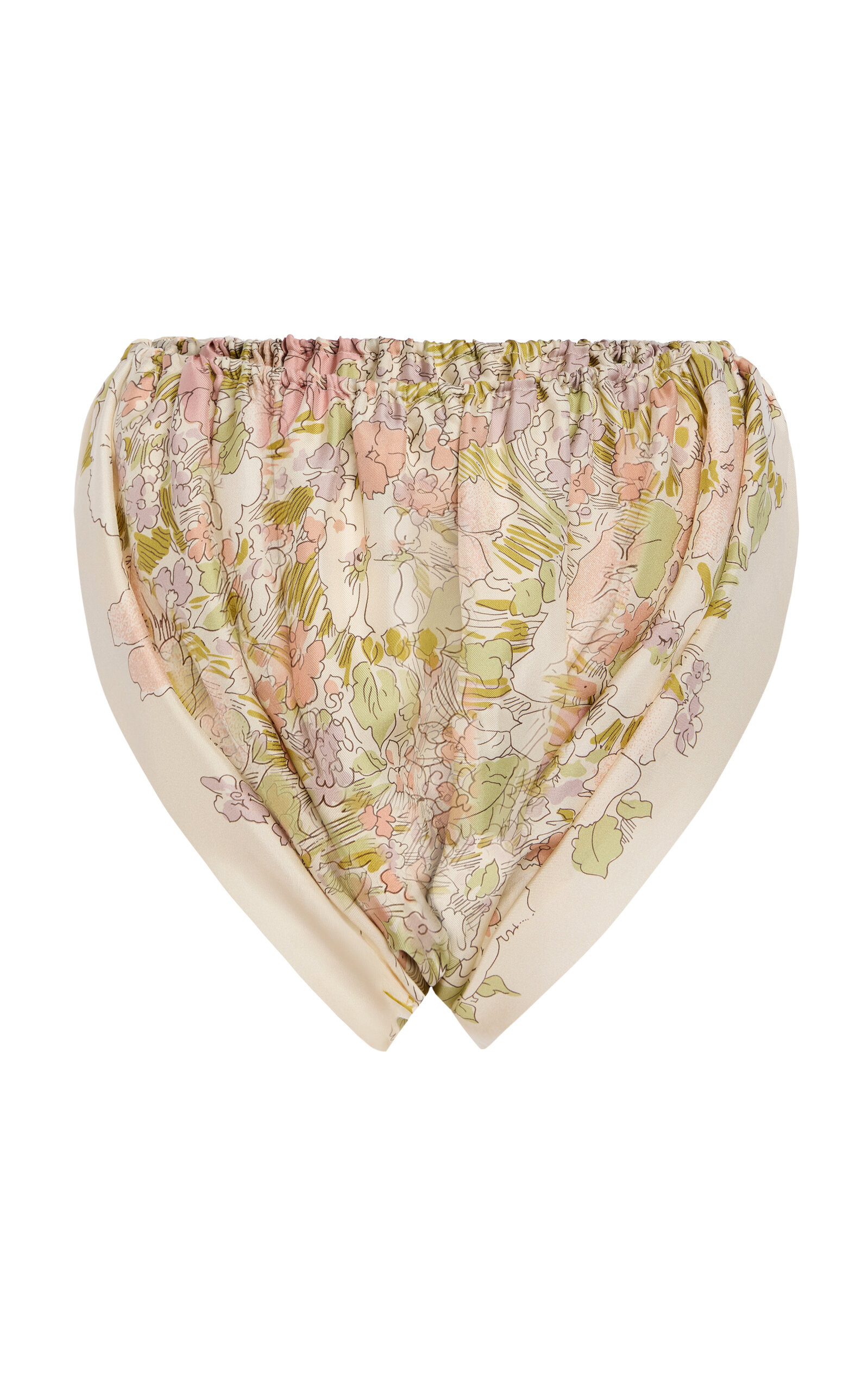 Calvin Klein Collection Ruched Printed Silk Shorts In Neutral